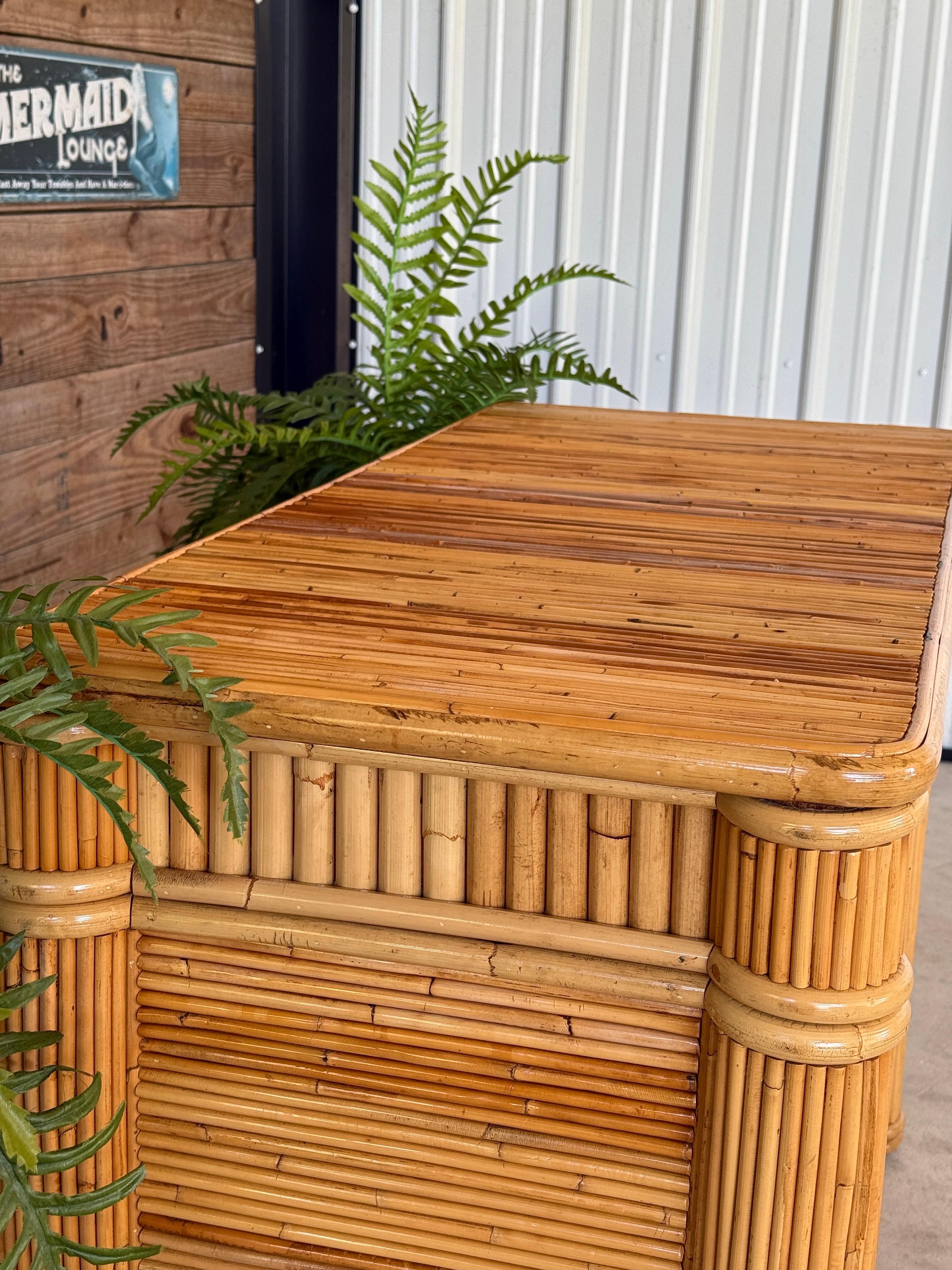 Mid-20th Century Organic Modern Coastal Pencil Reed Desk 5
