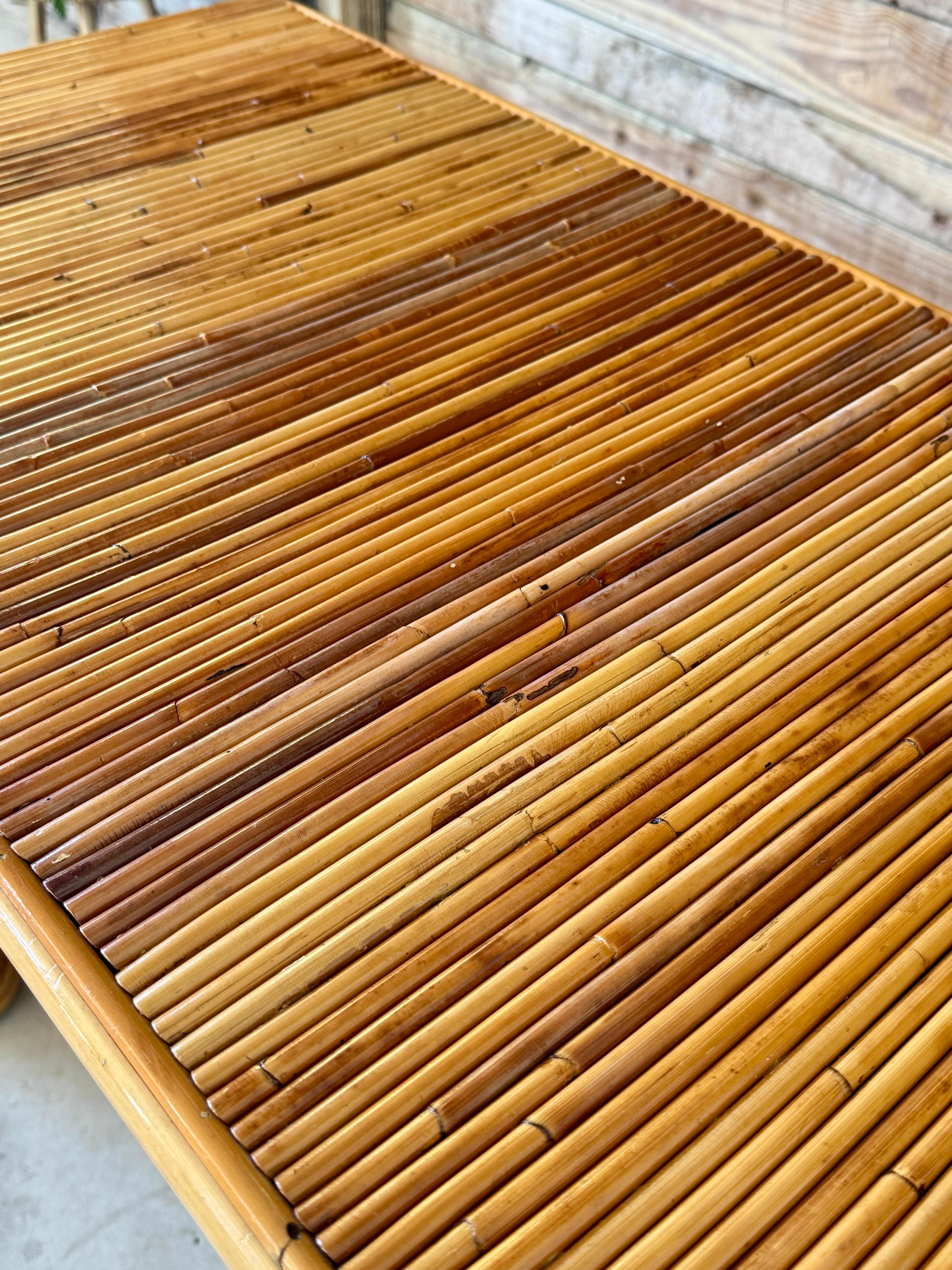 Hand-Crafted Mid-20th Century Organic Modern Coastal Pencil Reed Desk