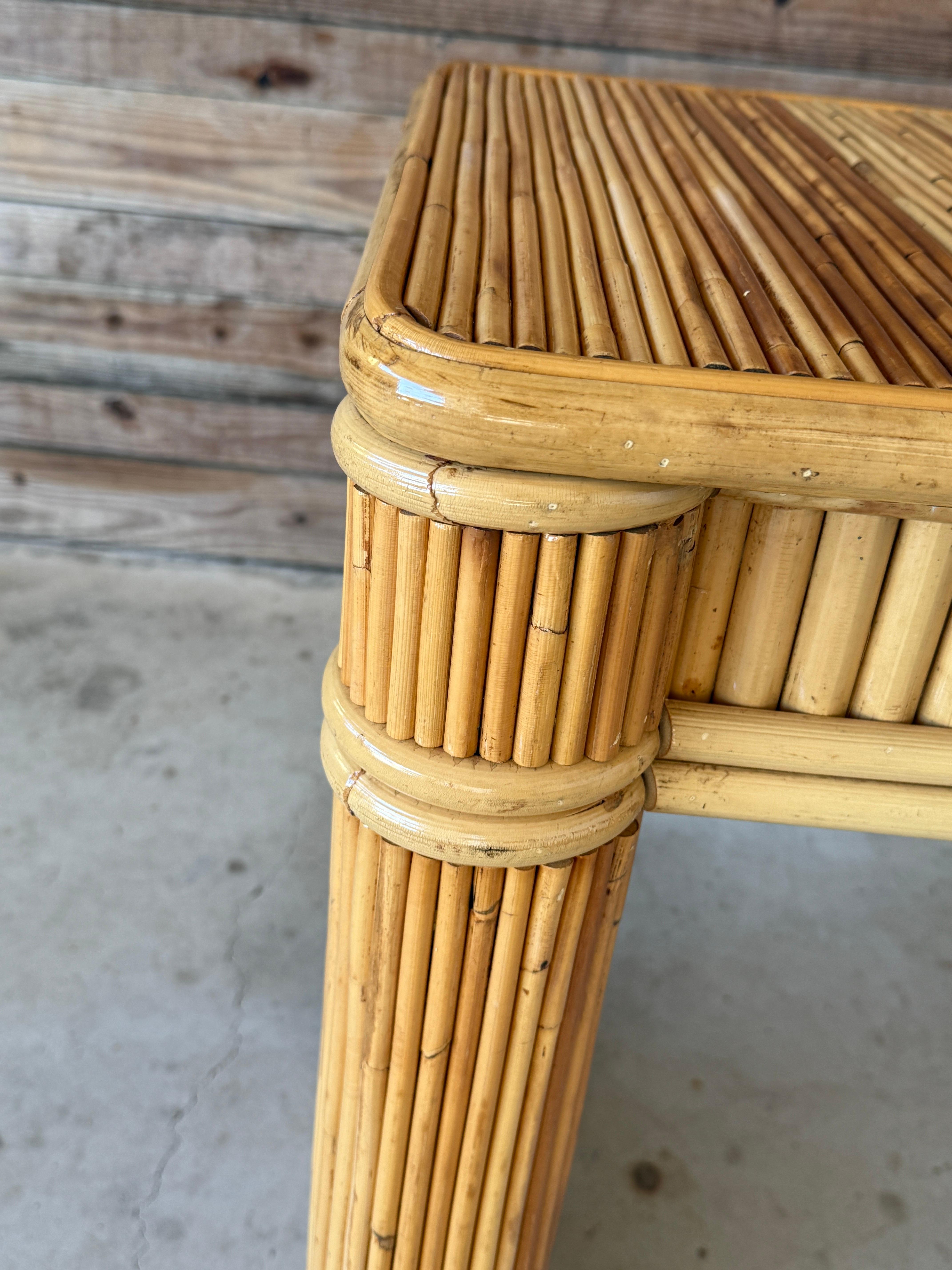 Mid-20th Century Organic Modern Coastal Pencil Reed Desk In Good Condition In North Fort Myers, FL