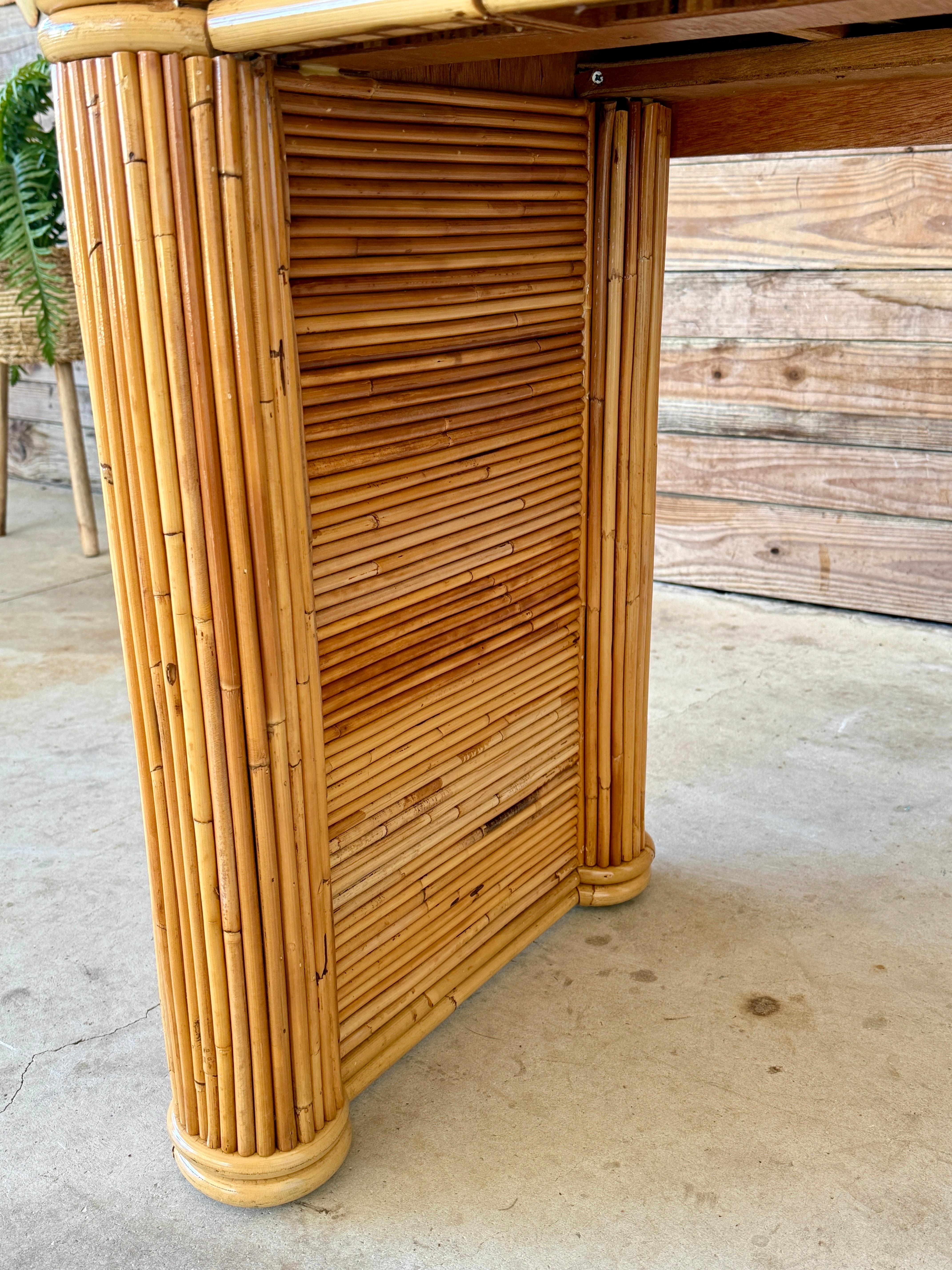 Rattan Mid-20th Century Organic Modern Coastal Pencil Reed Desk