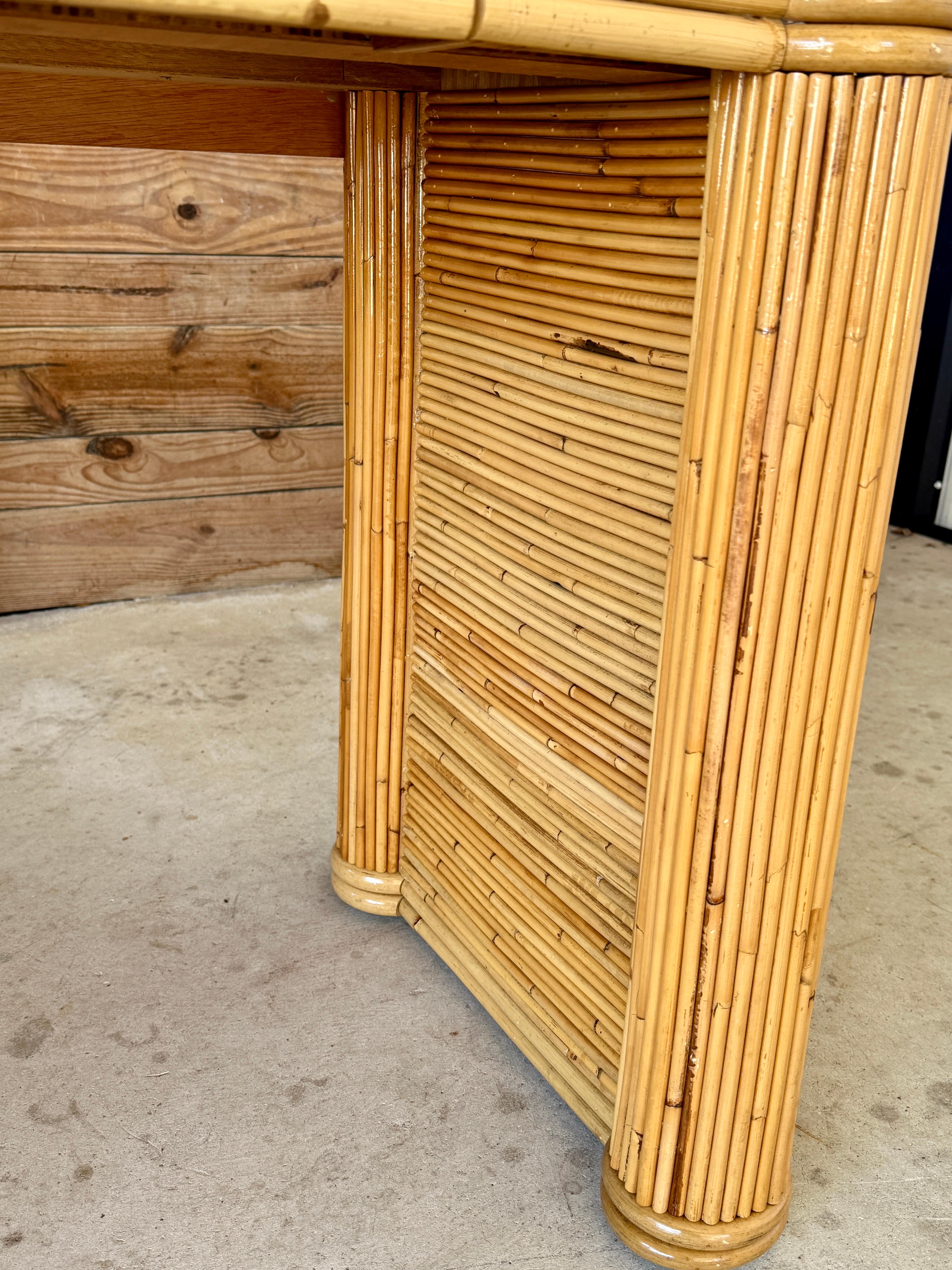 Mid-20th Century Organic Modern Coastal Pencil Reed Desk 2
