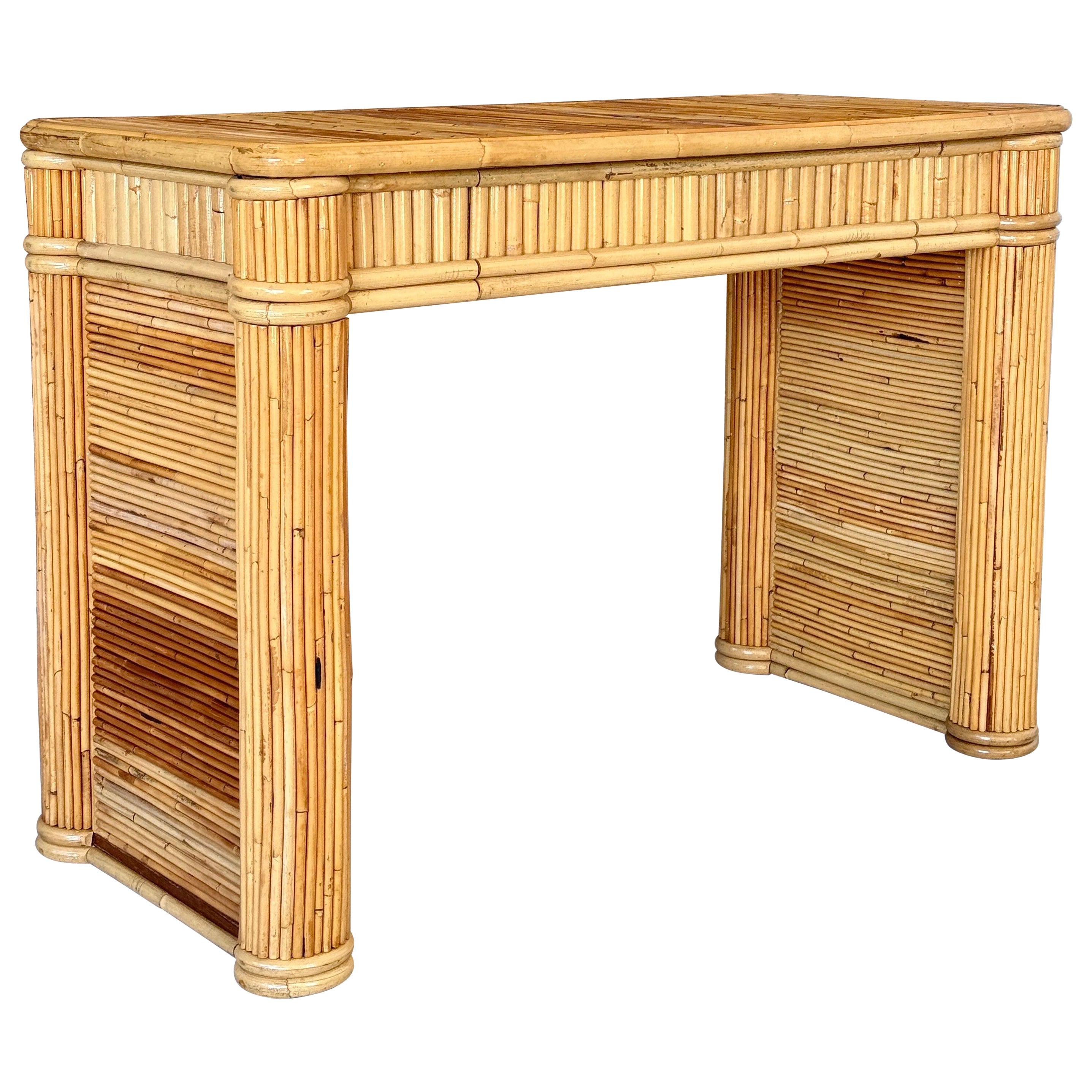 Mid-20th Century Organic Modern Coastal Pencil Reed Desk