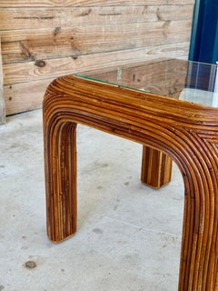 Mid-20th Century Organic Modern Pencil Rattan Side Drink Table