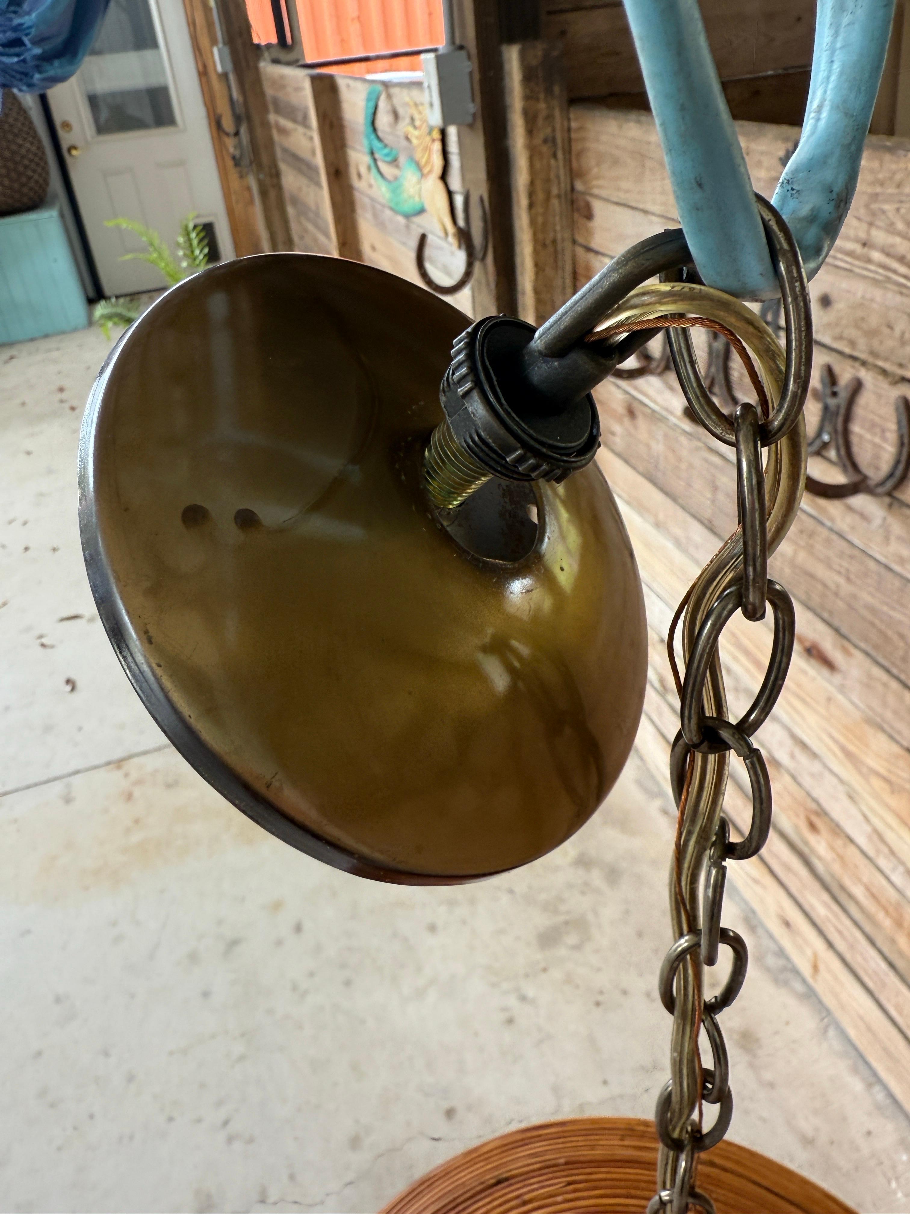 Mid-20th Century Organic Modern Pencil Reed Rattan Pendant Chandelier 7