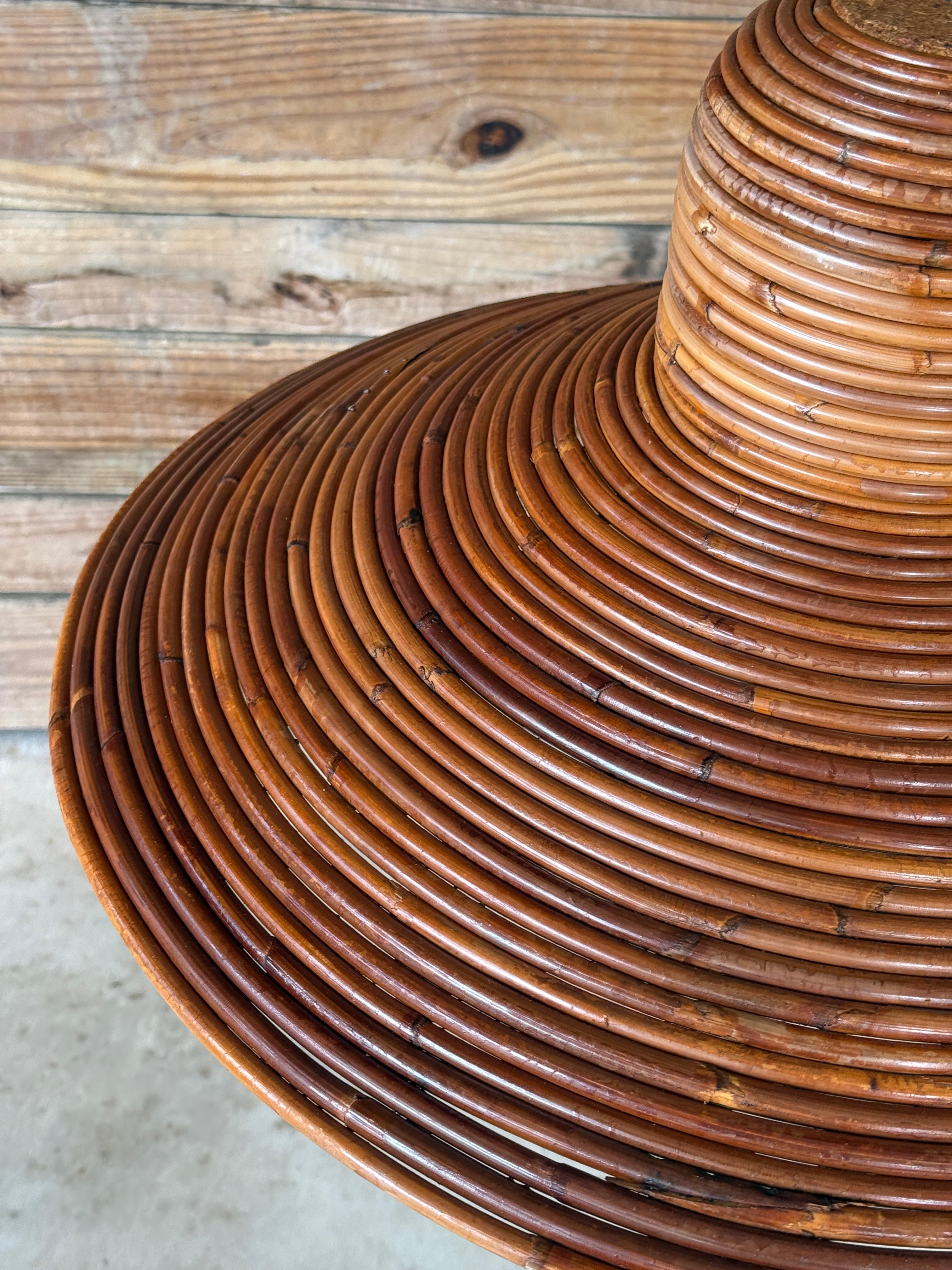Mid-20th Century Organic Modern Pencil Reed Rattan Pendant Chandelier 5
