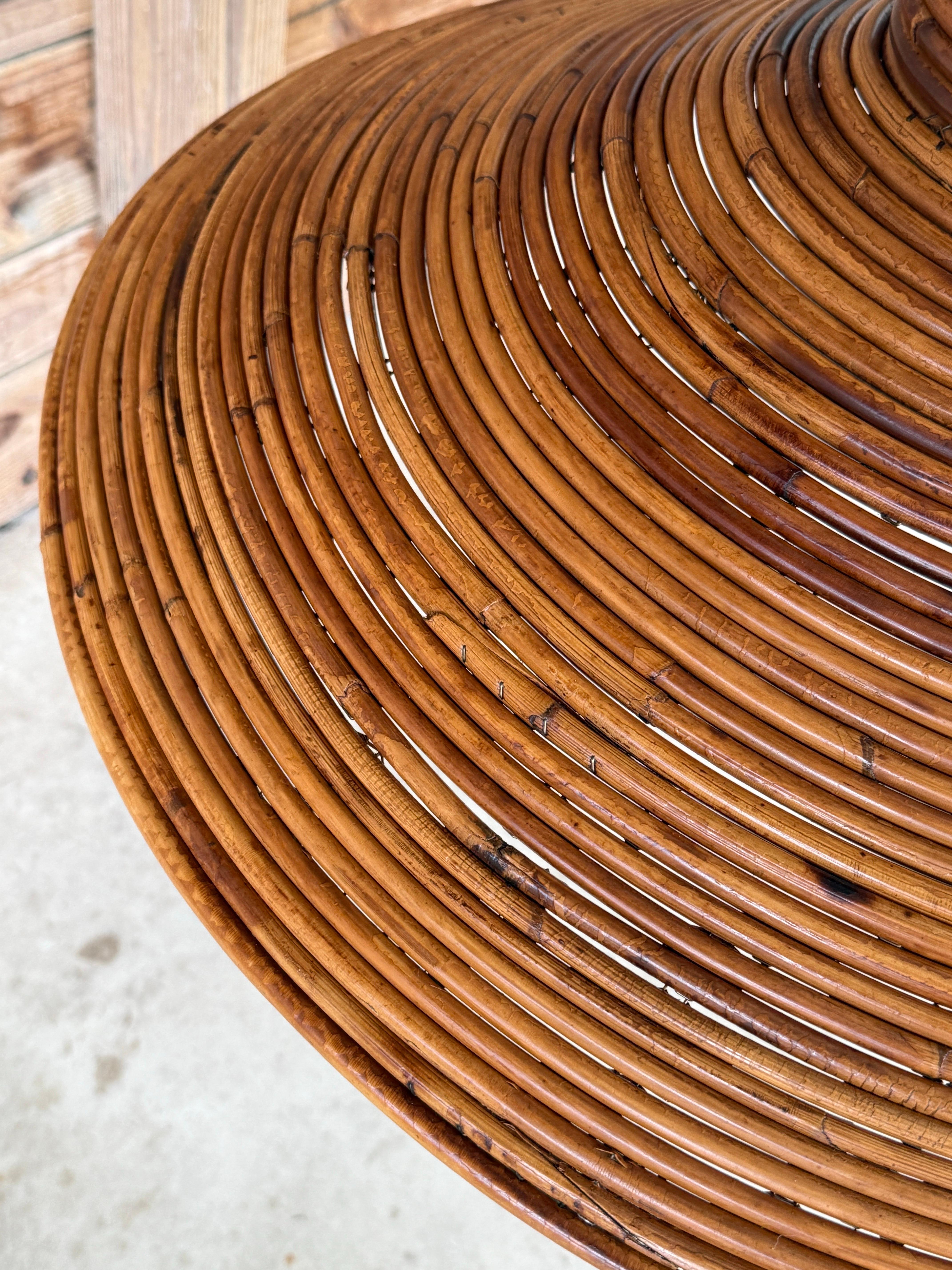 Mid-20th Century Organic Modern Pencil Reed Rattan Pendant Chandelier 2