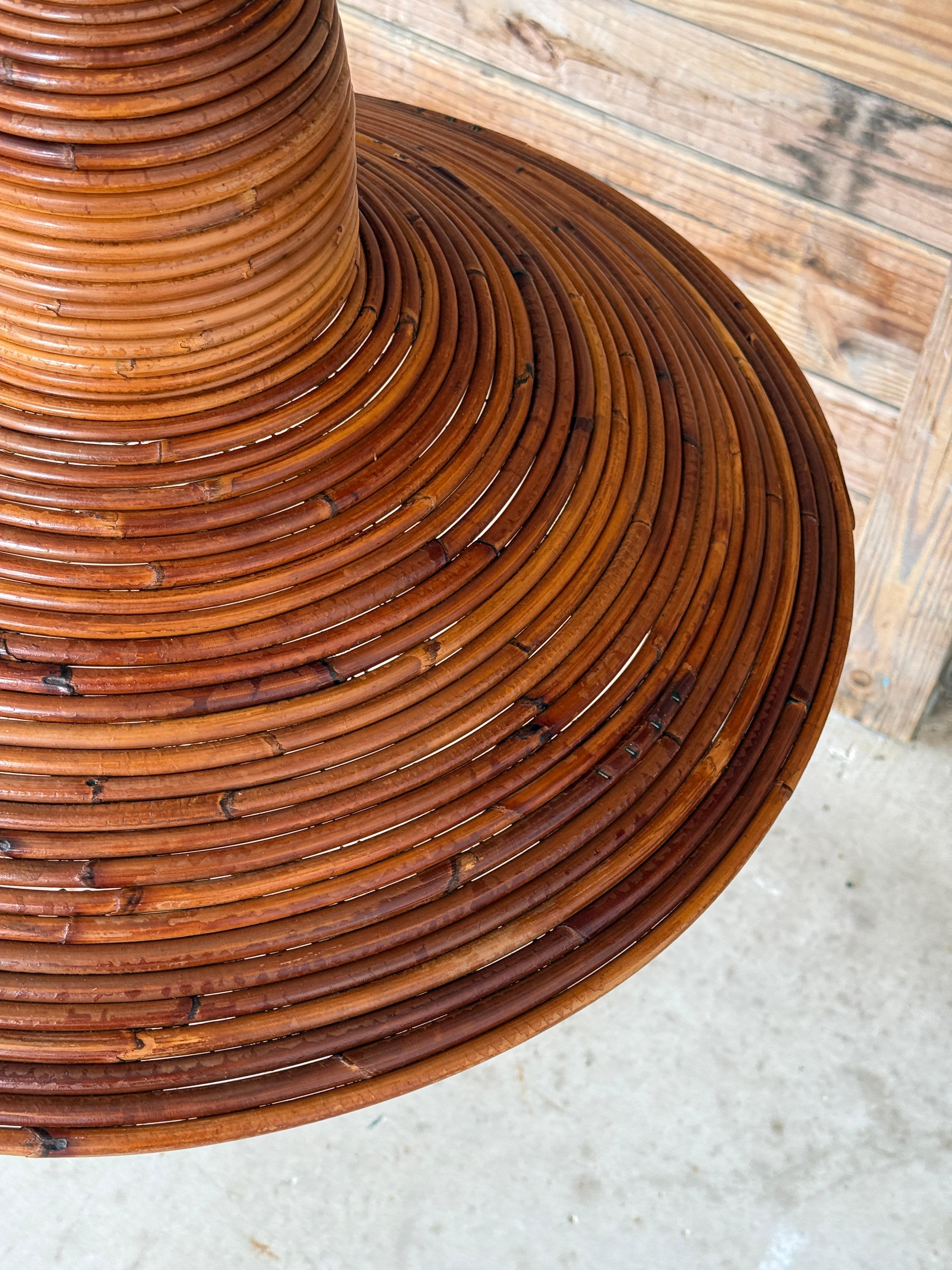 Mid-20th Century Organic Modern Pencil Reed Rattan Pendant Chandelier 2