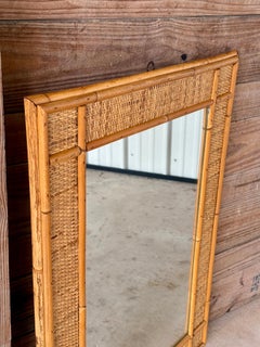 Mid-20th Century Organic Modern Refinished Rattan Wall Mirror