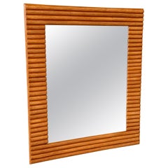 Mid-20th Century Organic Modern Restored Rattan Wall Mirror Manner of Paul Frank