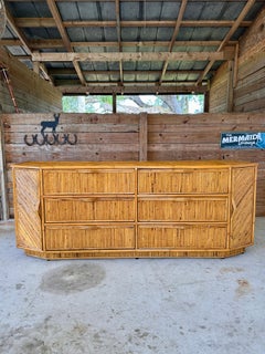 Mid 20th Century Organic Modern Restrored "Floating" Rattan Sideboard