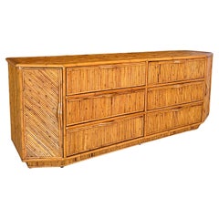 Mid 20th Century Organic Modern Restrored "Floating" Rattan Sideboard