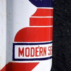 Mid-20th Century Original Enamel Barbers Trade Sign Pole