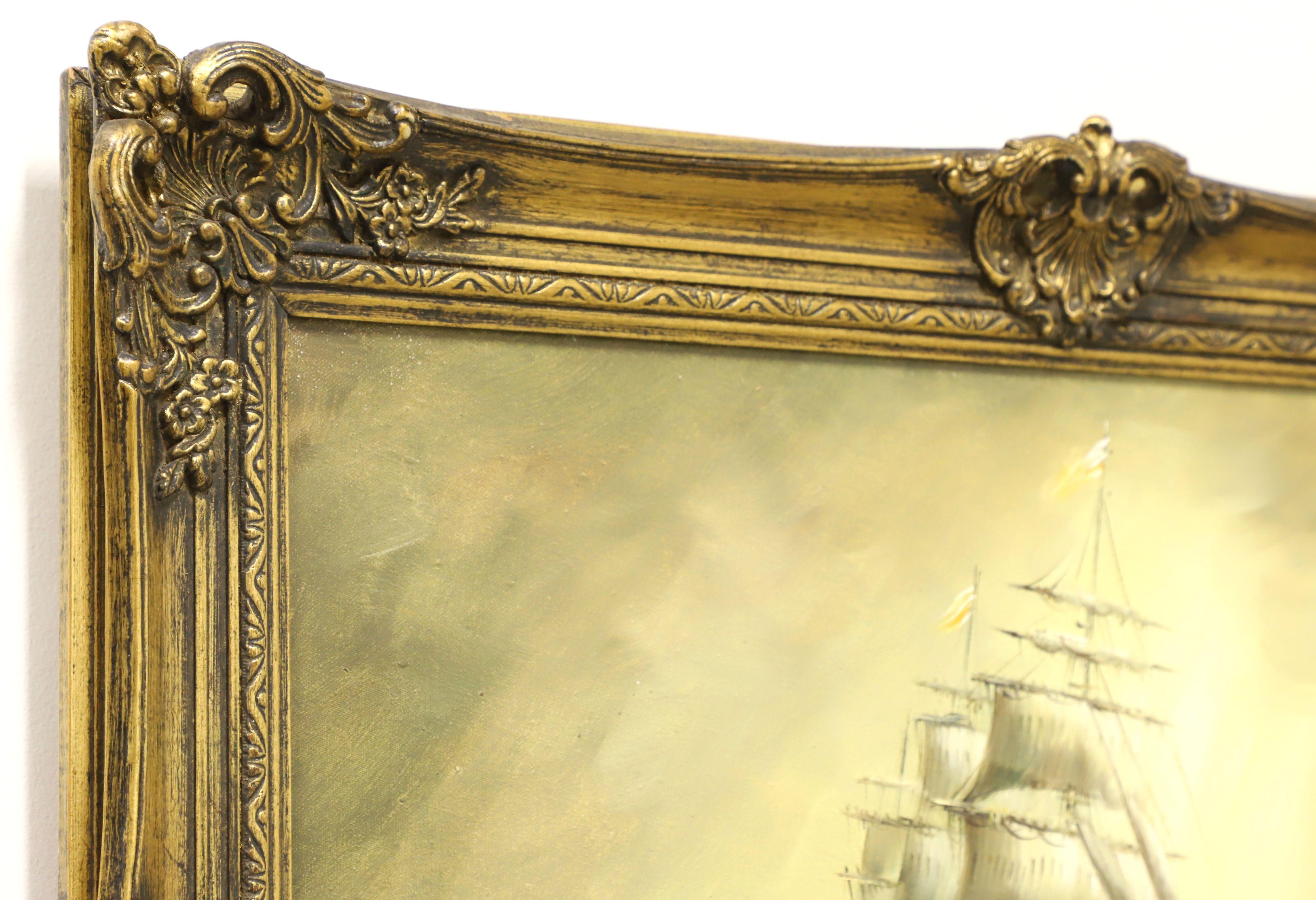 Américain Peinture à l'huile sur toile originale du milieu du XXe siècle - Clipper Ship at Sea - Signé en vente