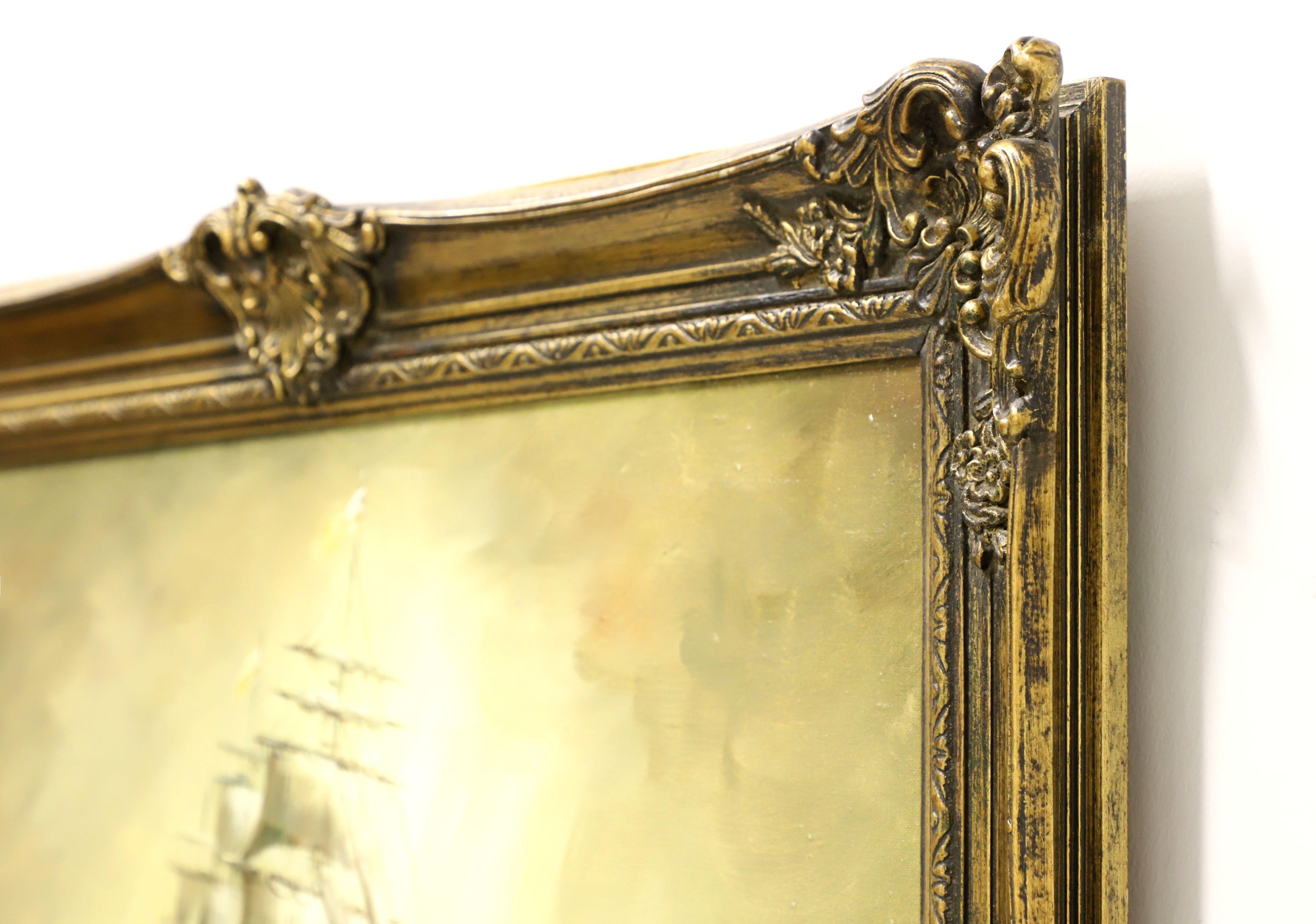 Peinture à l'huile sur toile originale du milieu du XXe siècle - Clipper Ship at Sea - Signé Bon état - En vente à Charlotte, NC
