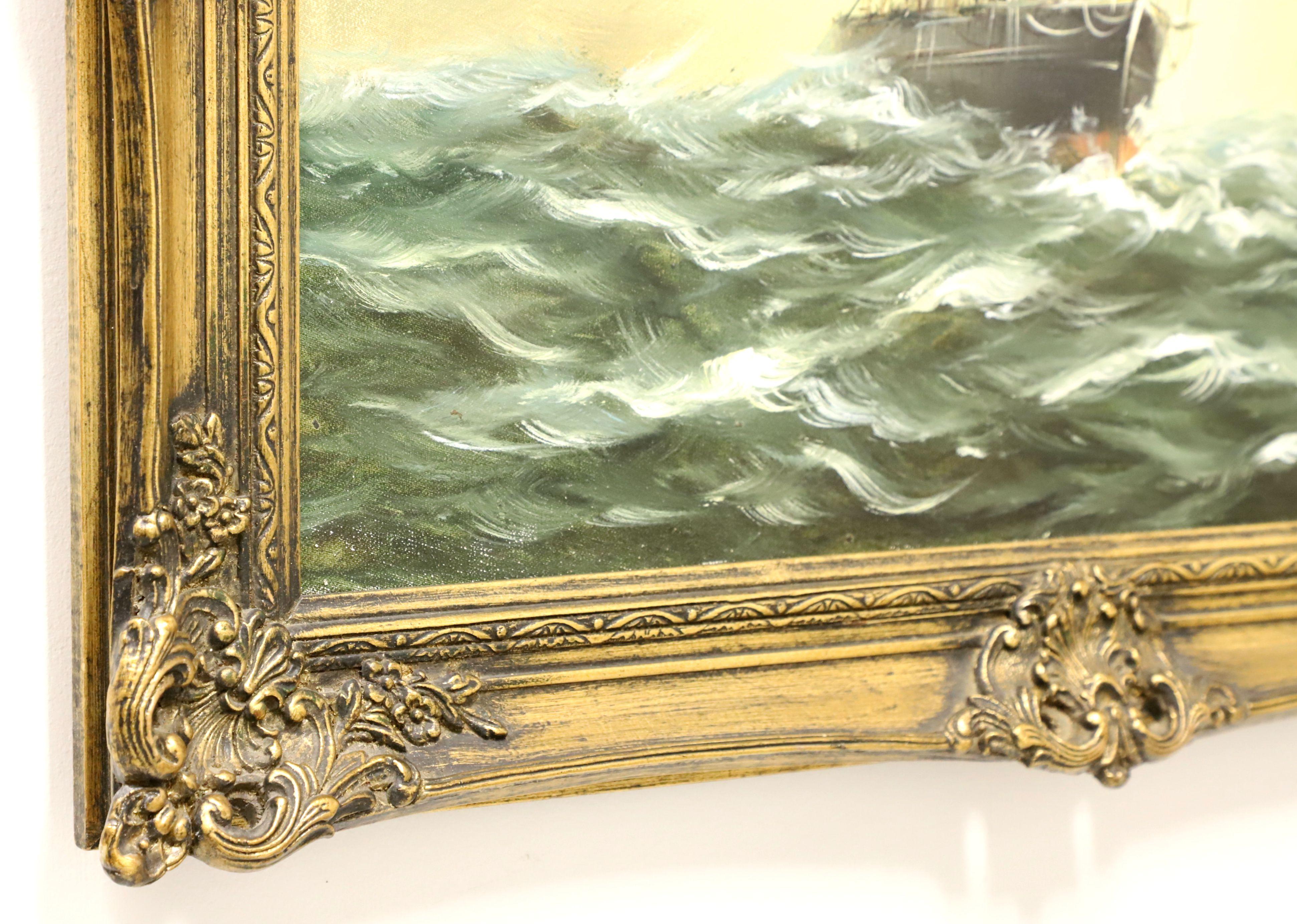 20ième siècle Peinture à l'huile sur toile originale du milieu du XXe siècle - Clipper Ship at Sea - Signé en vente