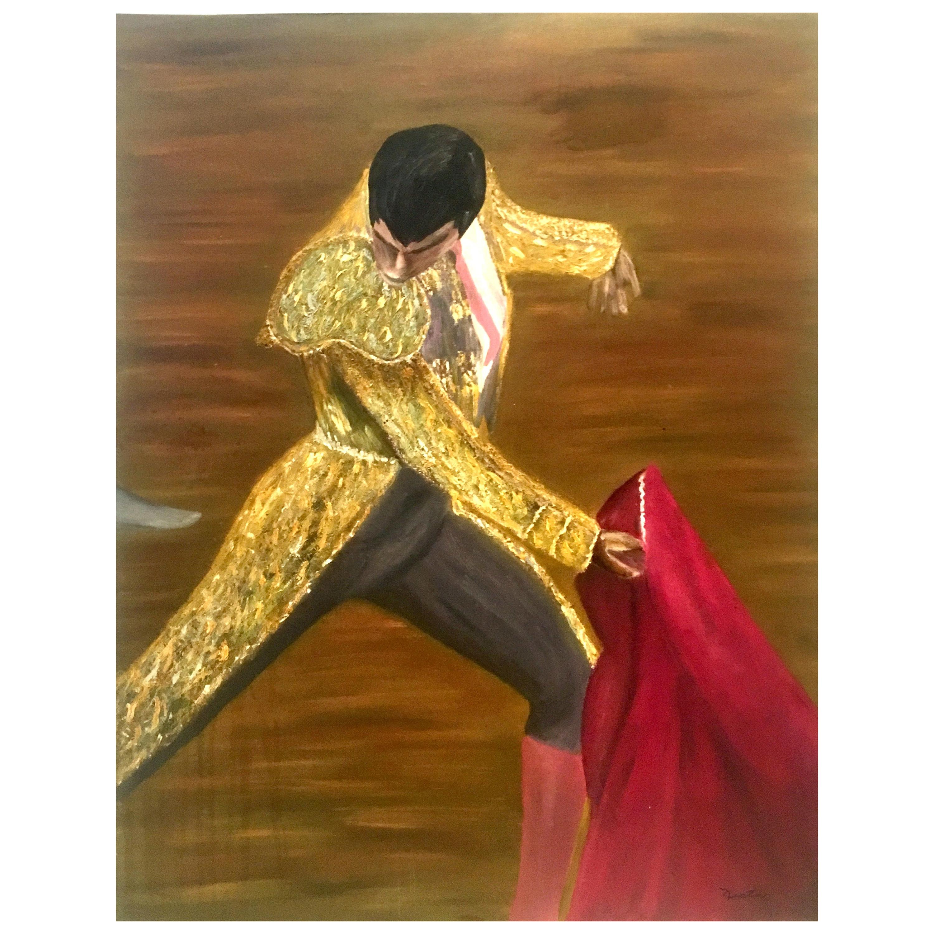 Mid-20th Century Original Oil on Canvas Painting "Matador" by, Nestor For Sale