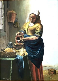 Mid-20th Century Original Oil on Canvas Painting "Mikmaid' by J. Sexton