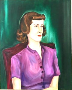 Mid-20th Century Original Oil on Canvas Painting "Women in Purple" by, Ardell