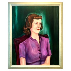 Mid-20th Century Original Oil on Canvas Painting "Women in Purple" by, Ardell