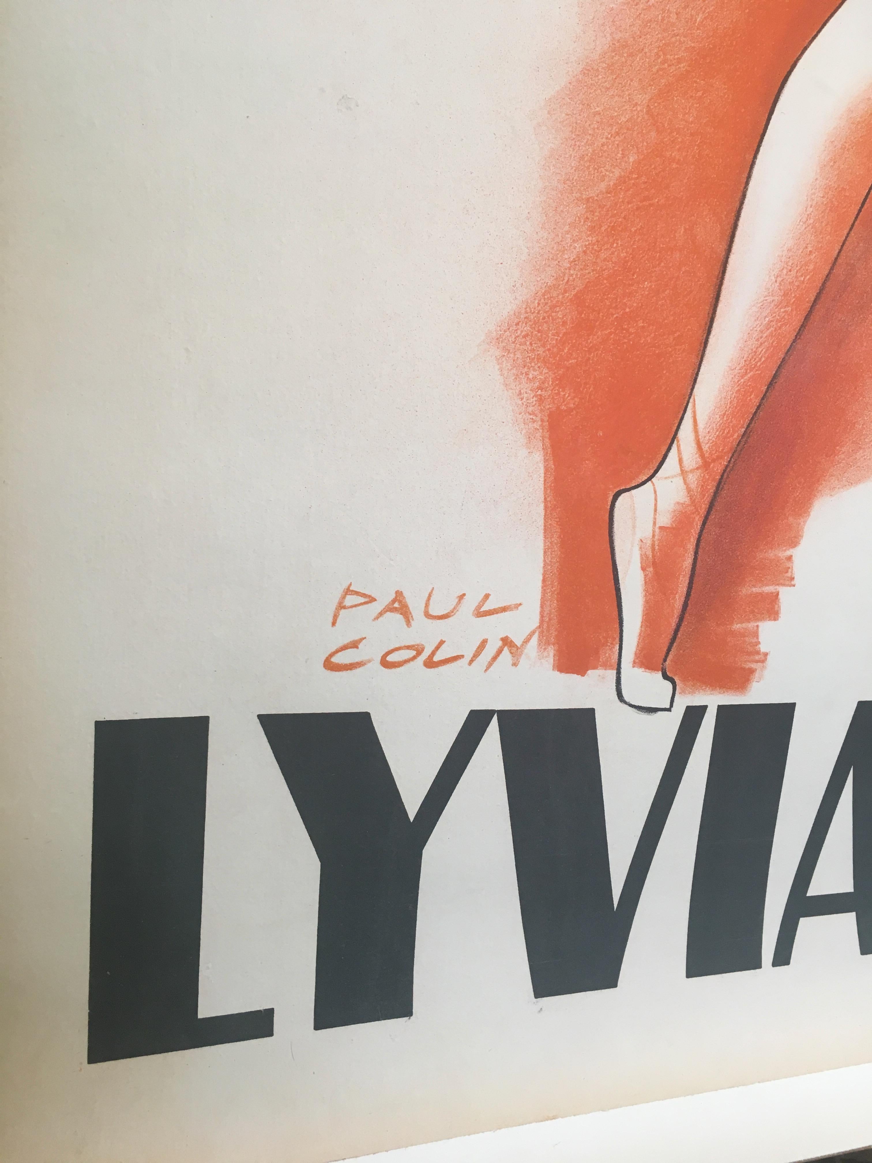 Art déco Affiche française originale du milieu du 20e siècle intitulée « Lyvia Holos » par Jean Colin en vente