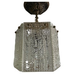 mid 20th century Orrefors Carl Fagerlund crystal panel modern chandelier 8 sided