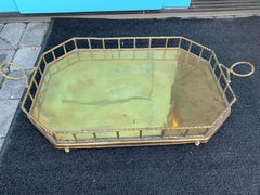 Mid-20th Century Oval Brass Tray with Rope Detail