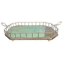 Mid-20th Century Oval Brass Tray with Rope Detail