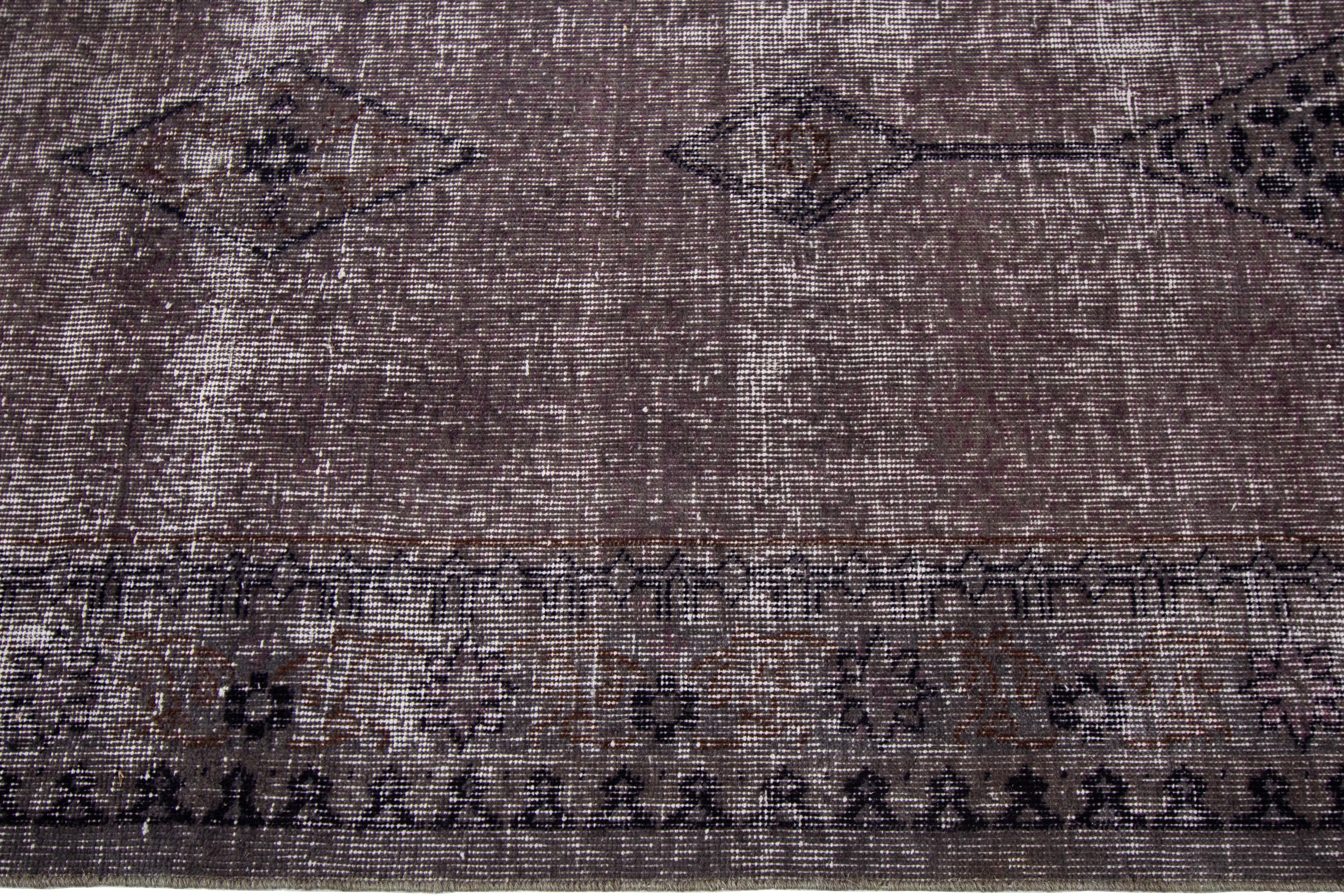 Mid-20th Century Oversize Vintage Overdyed Wool Rug For Sale 6