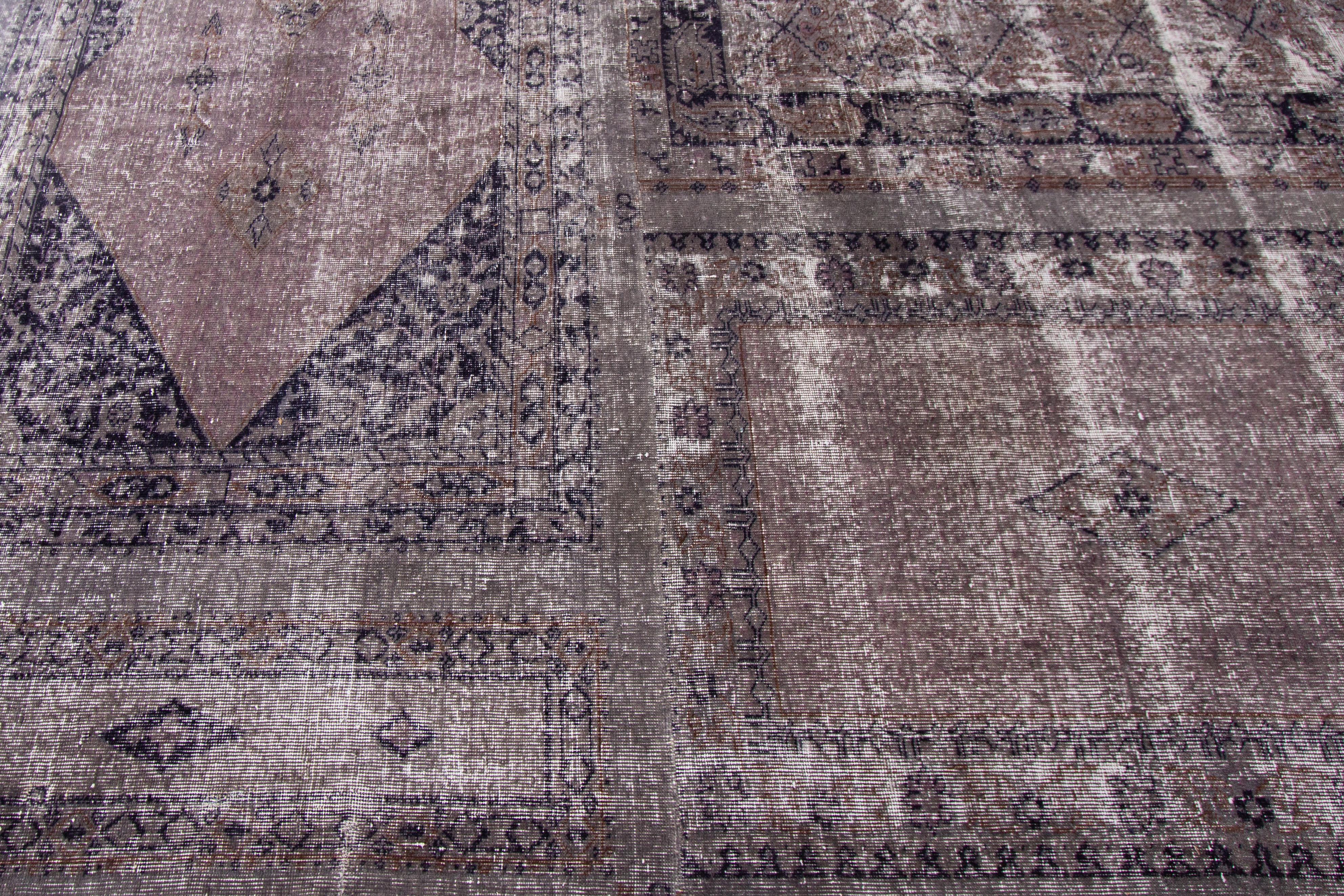 Early 20th Century Mid-20th Century Oversize Vintage Overdyed Wool Rug For Sale
