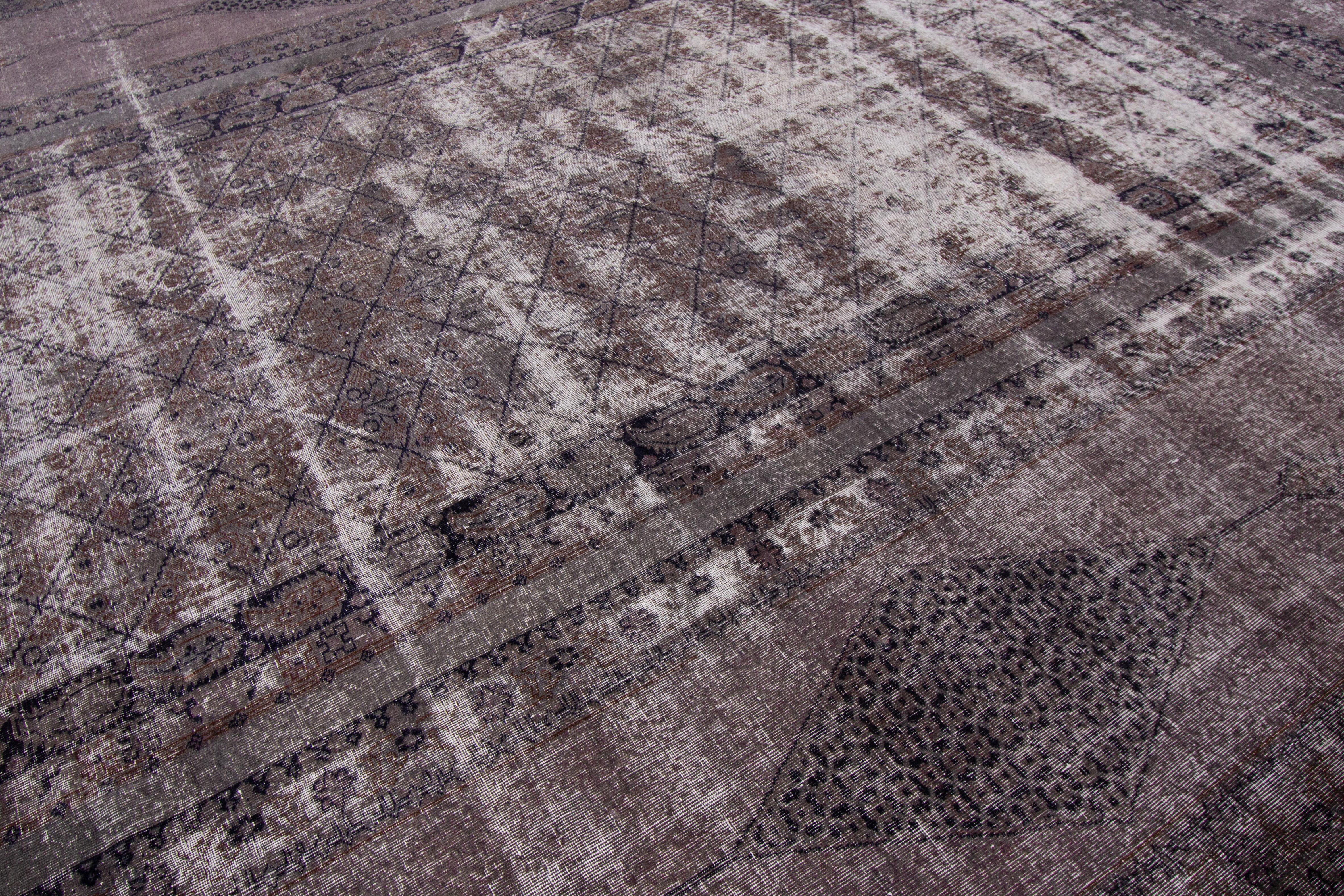 Mid-20th Century Oversize Vintage Overdyed Wool Rug For Sale 1