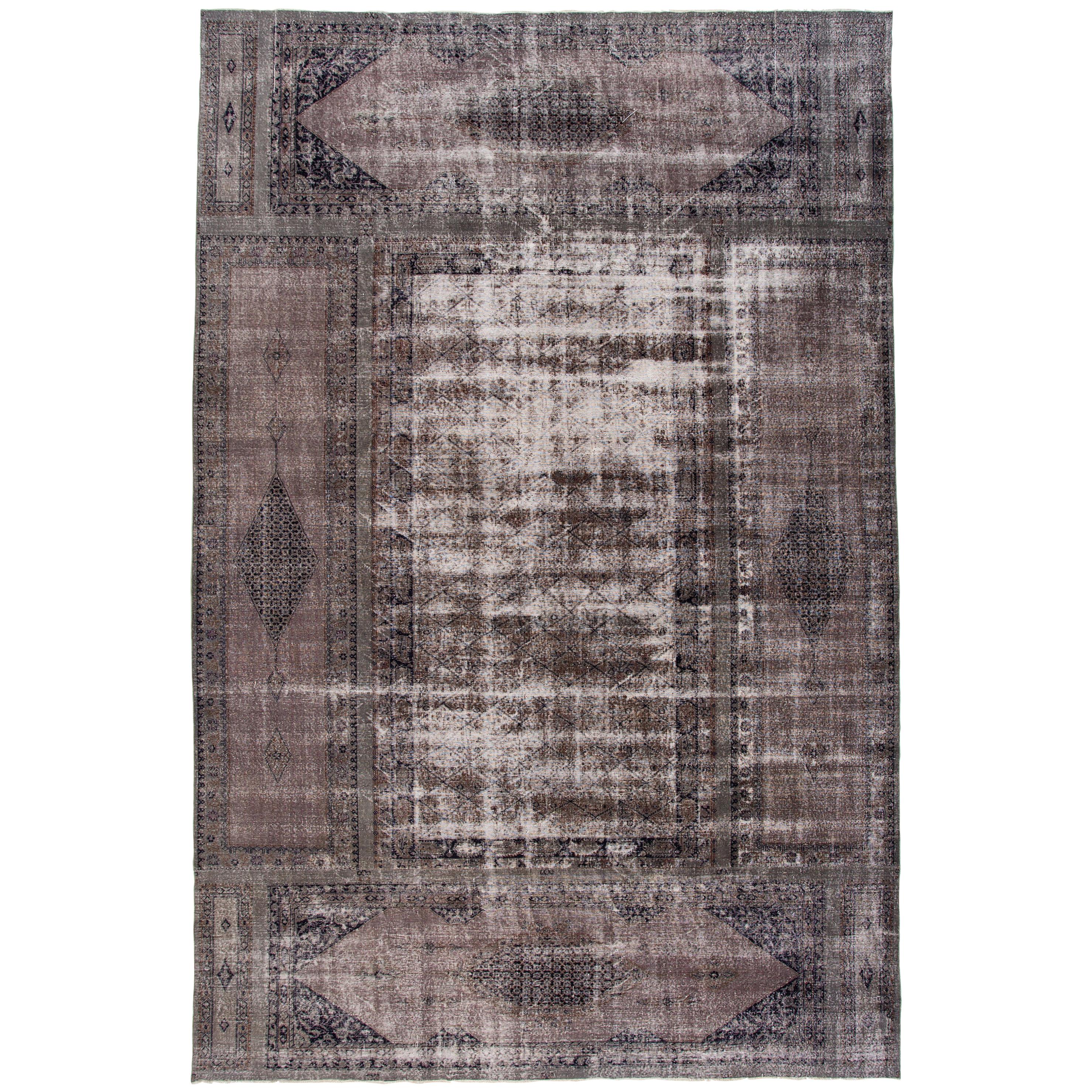 Mid-20th Century Oversize Vintage Overdyed Wool Rug For Sale