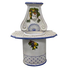 Retro Mid-20th Century Painted and Glazed Italian Garden Fountain, circa 1950