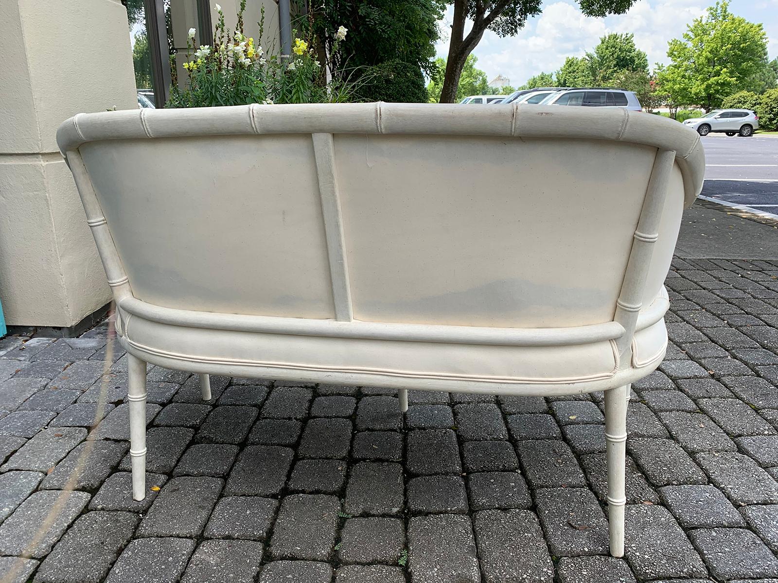 Mid-20th Century Painted Bamboo Settee with Custom Finish 10