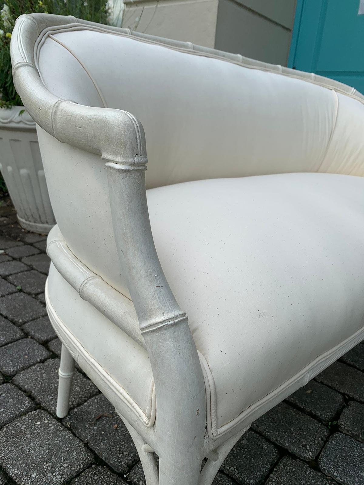 Mid-20th Century Painted Bamboo Settee with Custom Finish 5
