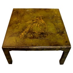 Mid 20th Century Painted Glass Top Coffee Table