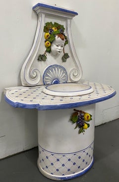 Mid-20th Century Painted and Glazed Italian Garden Fountain, circa 1950