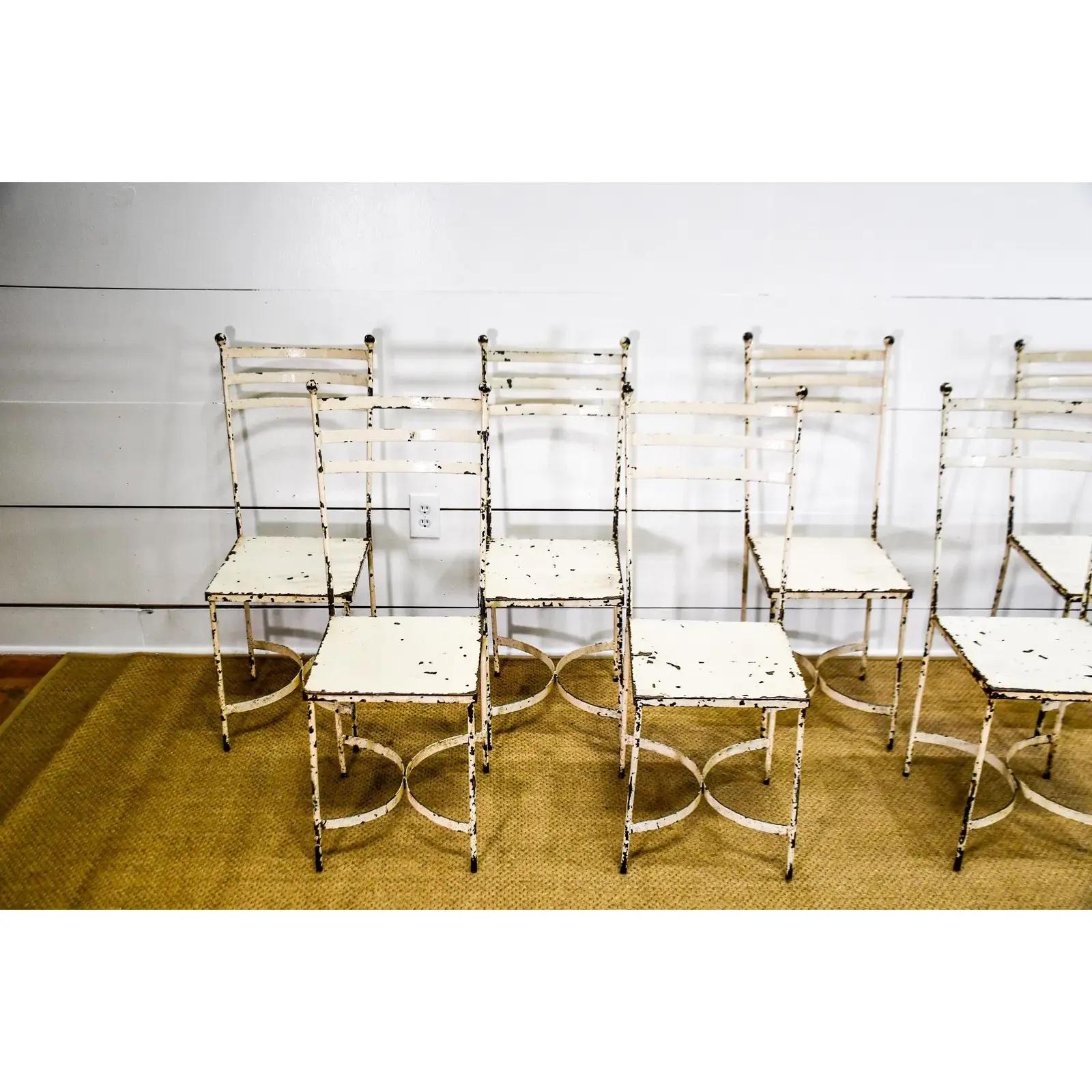 Rustico Mid 20th Century Painted Metal Bistro Chairs - Set of 12 in vendita