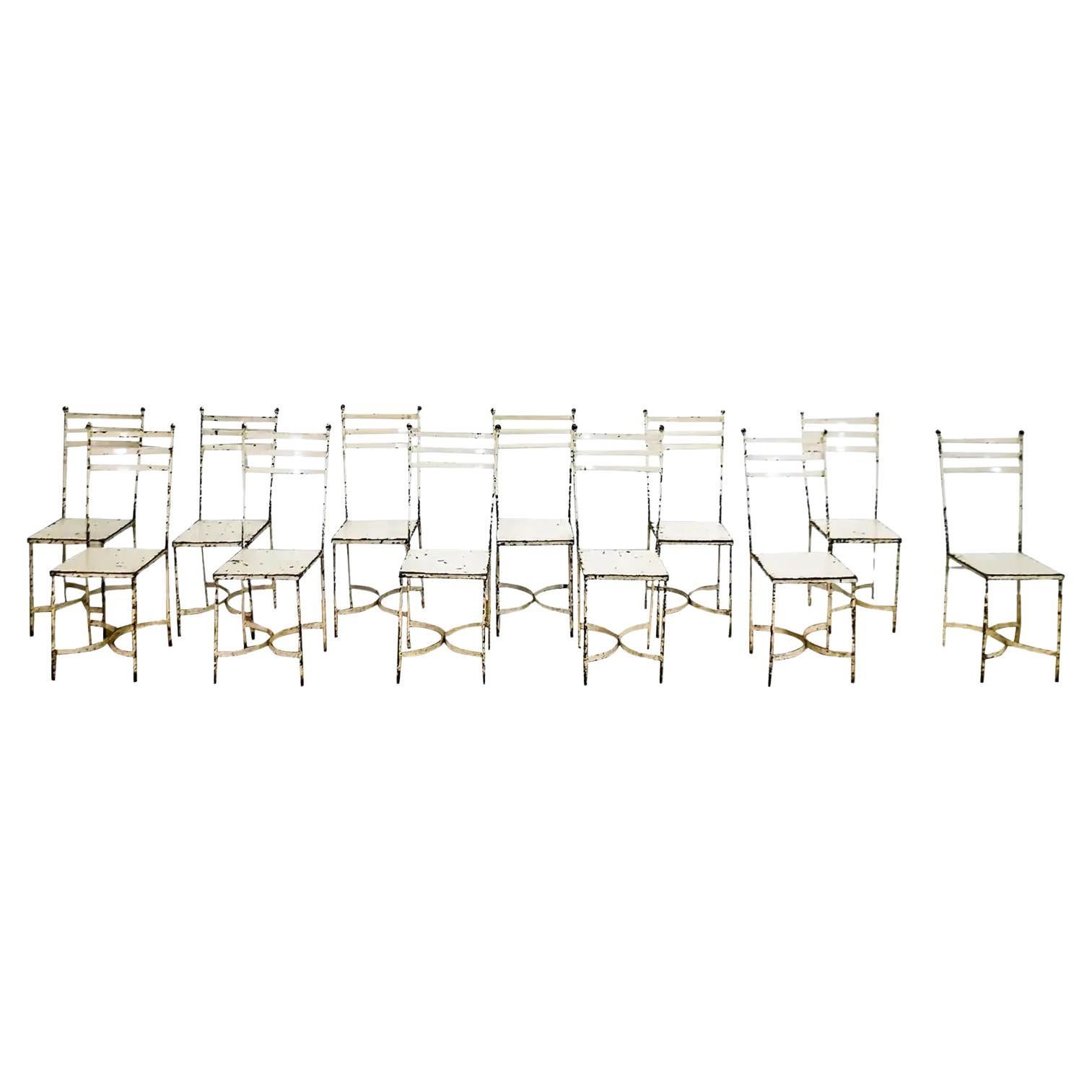 Mid 20th Century Painted Metal Bistro Chairs - Set of 12 in vendita