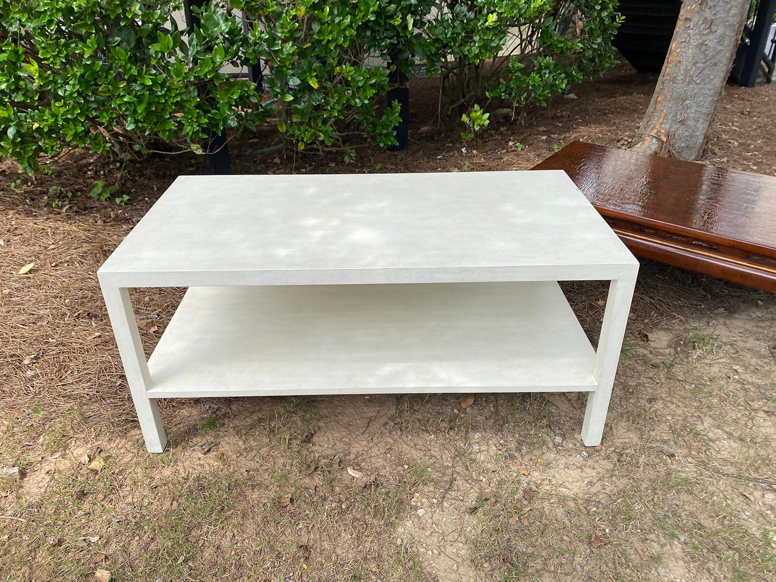 Hand-Painted Mid-20th Century Painted Two-Tier Coffee Table, Custom Finish For Sale