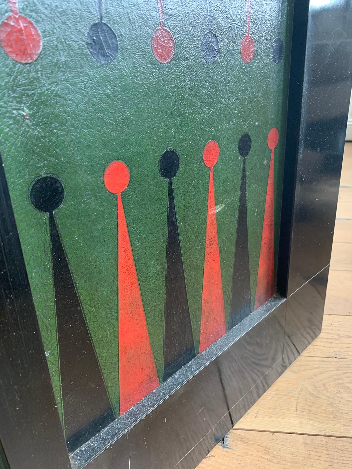 Mid-20th Century Painted Wooden Backgammon Gameboard For Sale 7