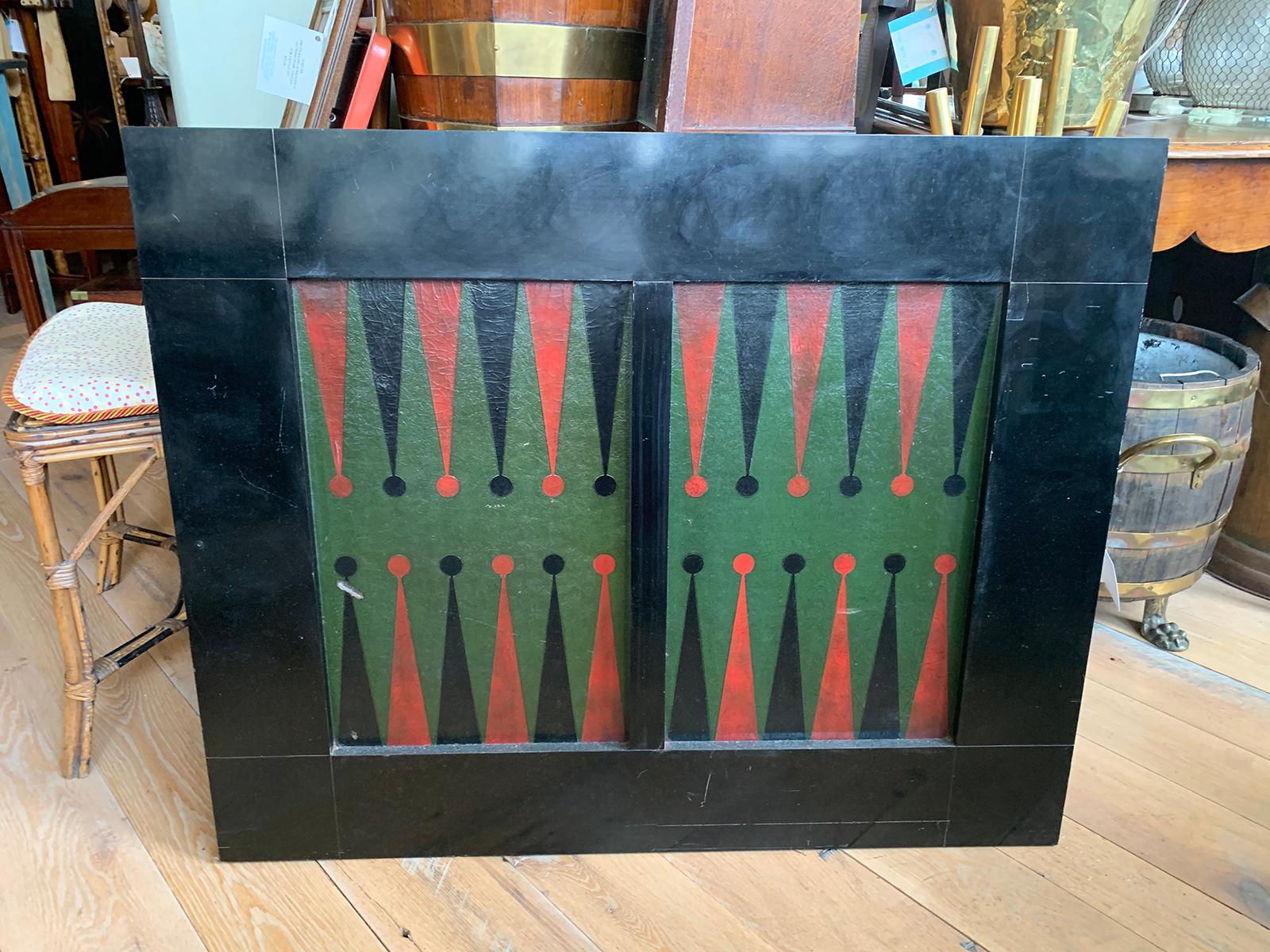 Mid-20th Century Painted Wooden Backgammon Gameboard In Good Condition For Sale In Atlanta, GA