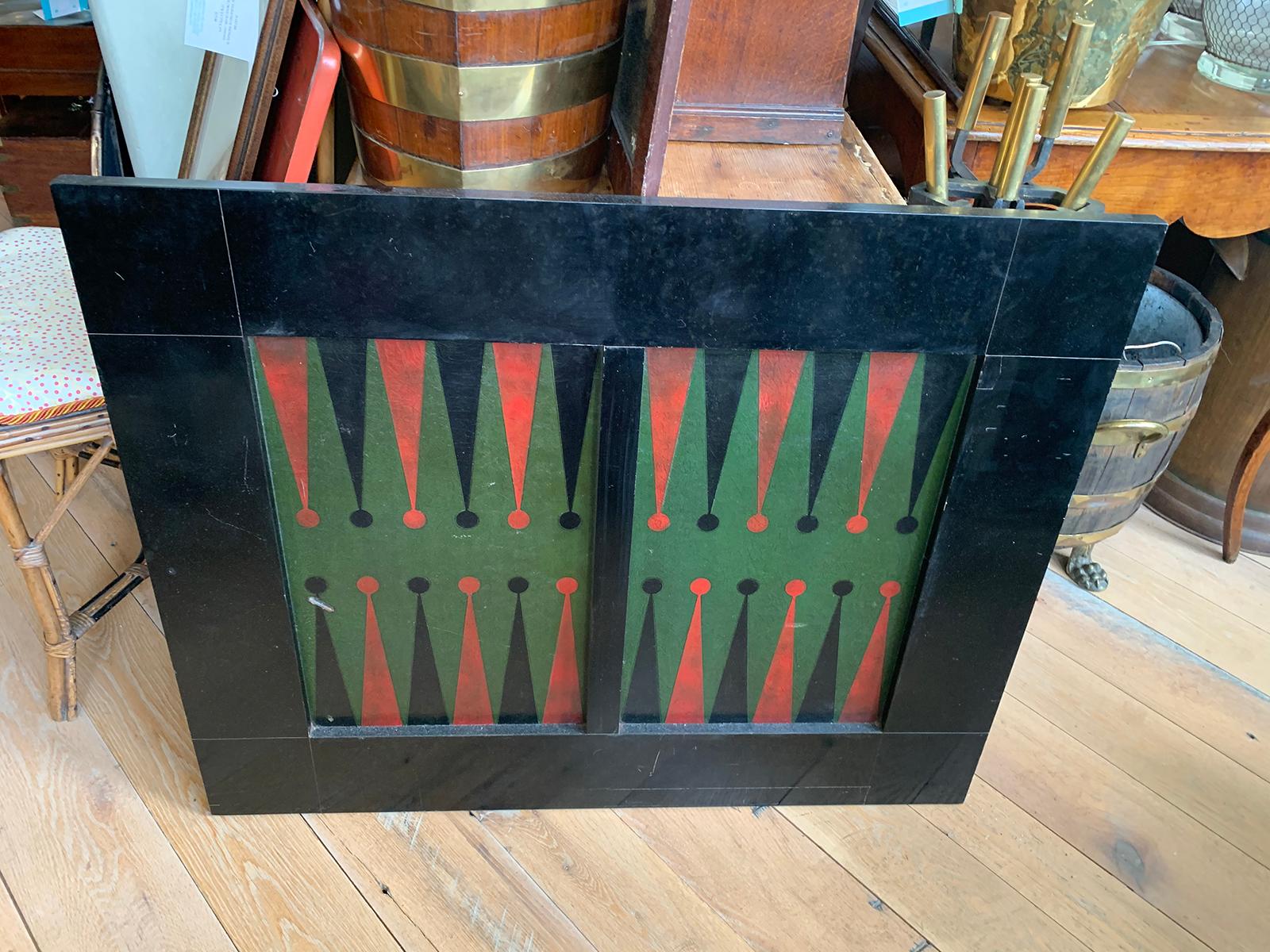 Mid-20th Century Painted Wooden Backgammon Gameboard For Sale 1