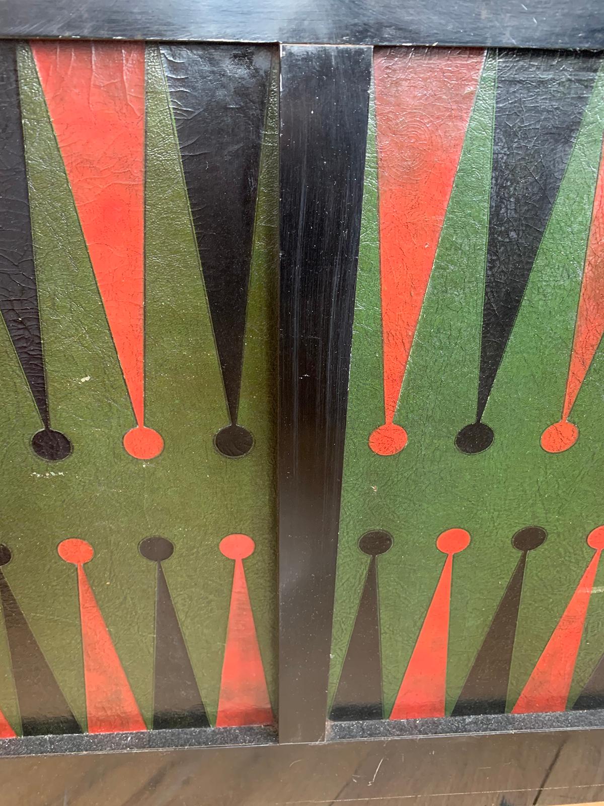 Mid-20th Century Painted Wooden Backgammon Gameboard For Sale 6