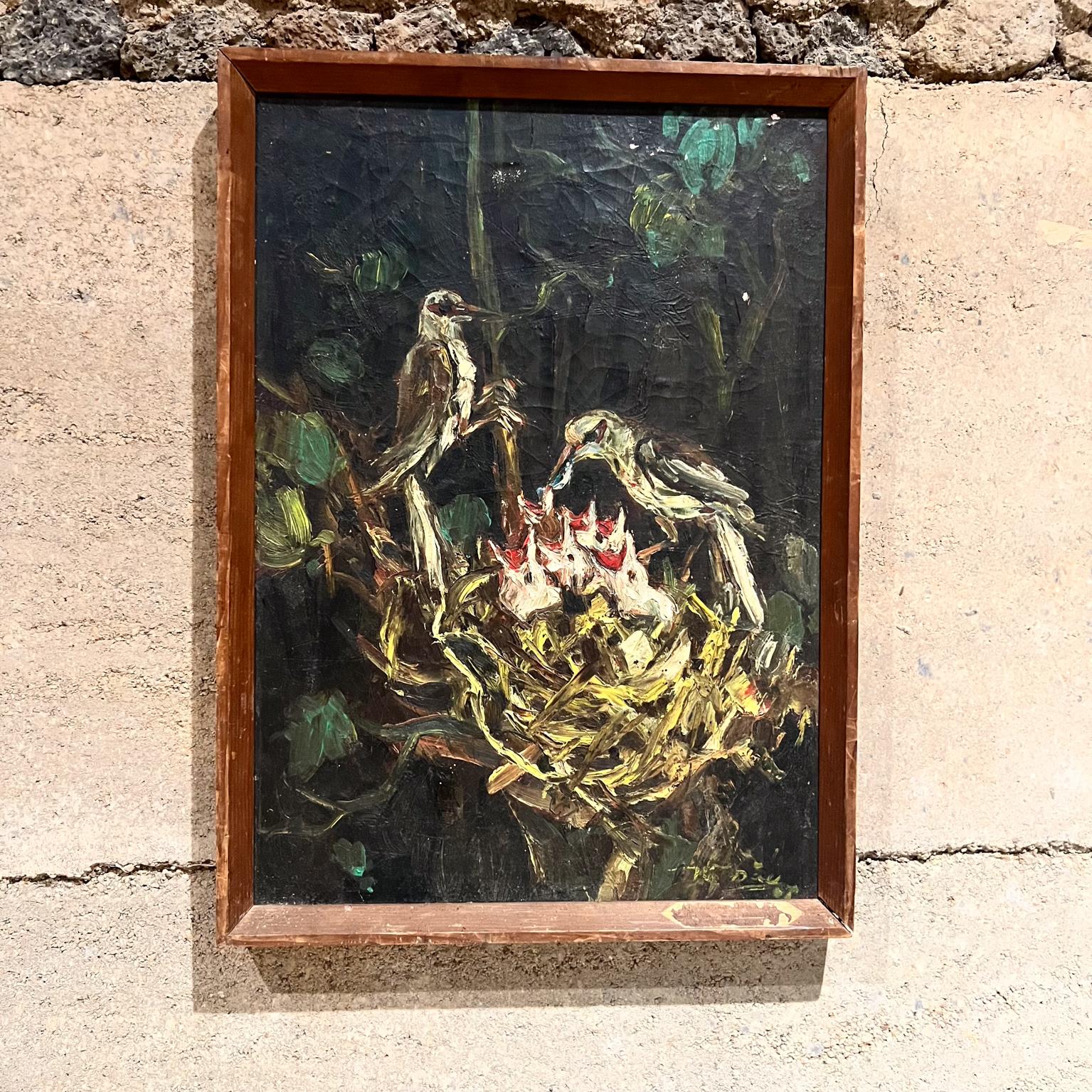 AMBIANIC presenta
Uccelli che nutrono i pulcini. Natura morta. Olio impressionista su tela
19,25 H. x 14 L. x 1,38 D.
Firmato in basso a destra, difficile da leggere.
Tecnica del chiaroscuro
La cornice in Wood presenta una scheggiatura nell'angolo