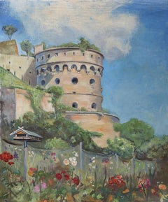 Mid 20th Century Painting Maschikuli Tower Wurzburg Germany