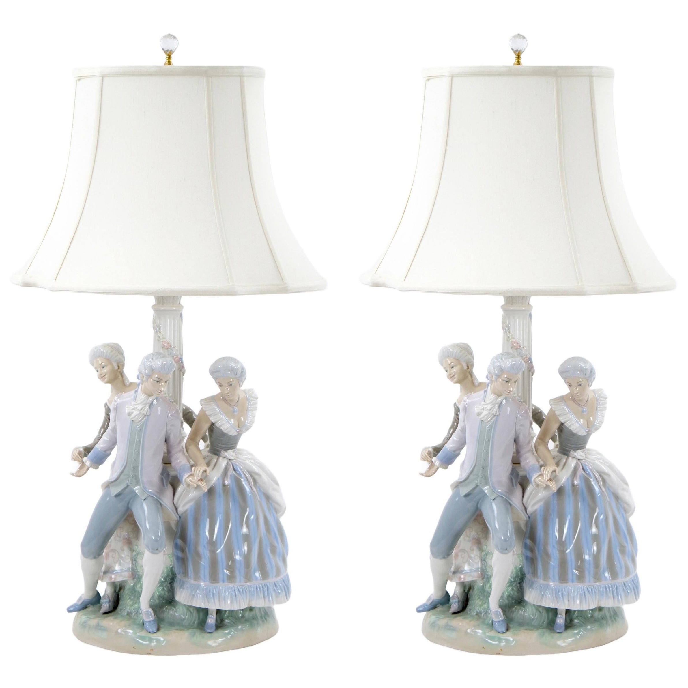 Paire de lampes de table en porcelaine "La Tarantela", édition limitée, milieu du 20e siècle
