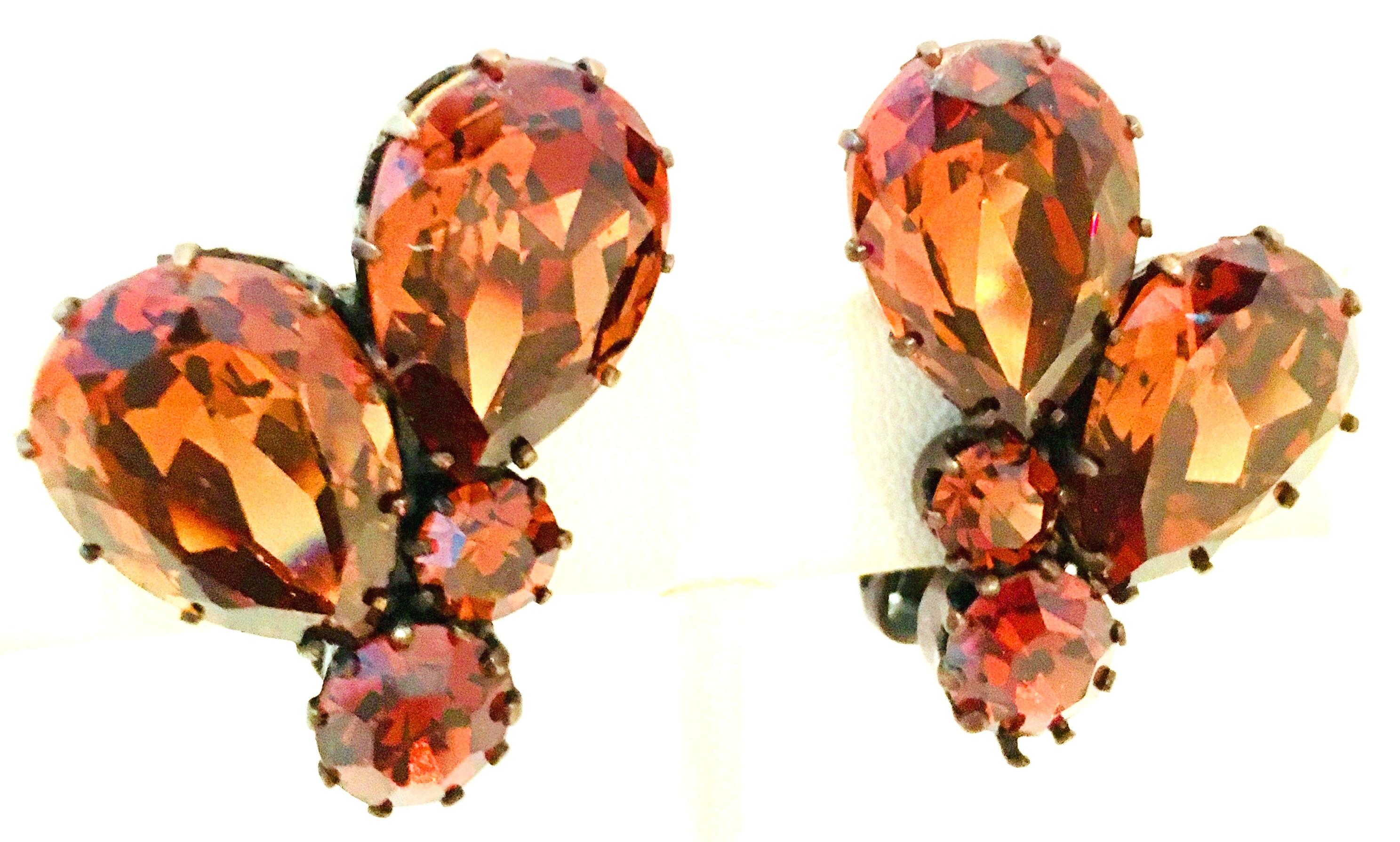 Mid-20th Century Pair Of Austrian Crystal Earrings-Signed In Good Condition For Sale In West Palm Beach, FL