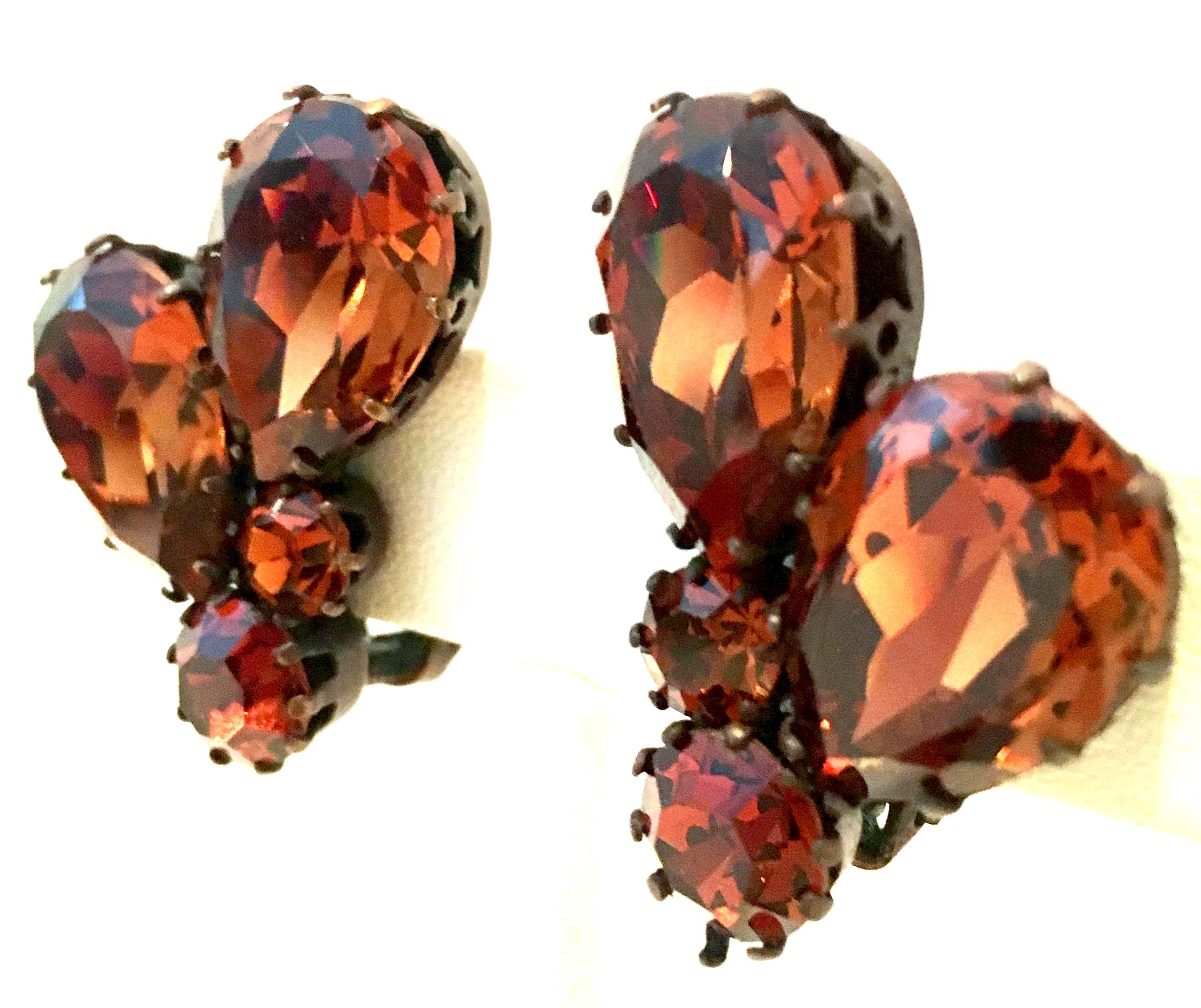 Women's or Men's Mid-20th Century Pair Of Austrian Crystal Earrings-Signed For Sale