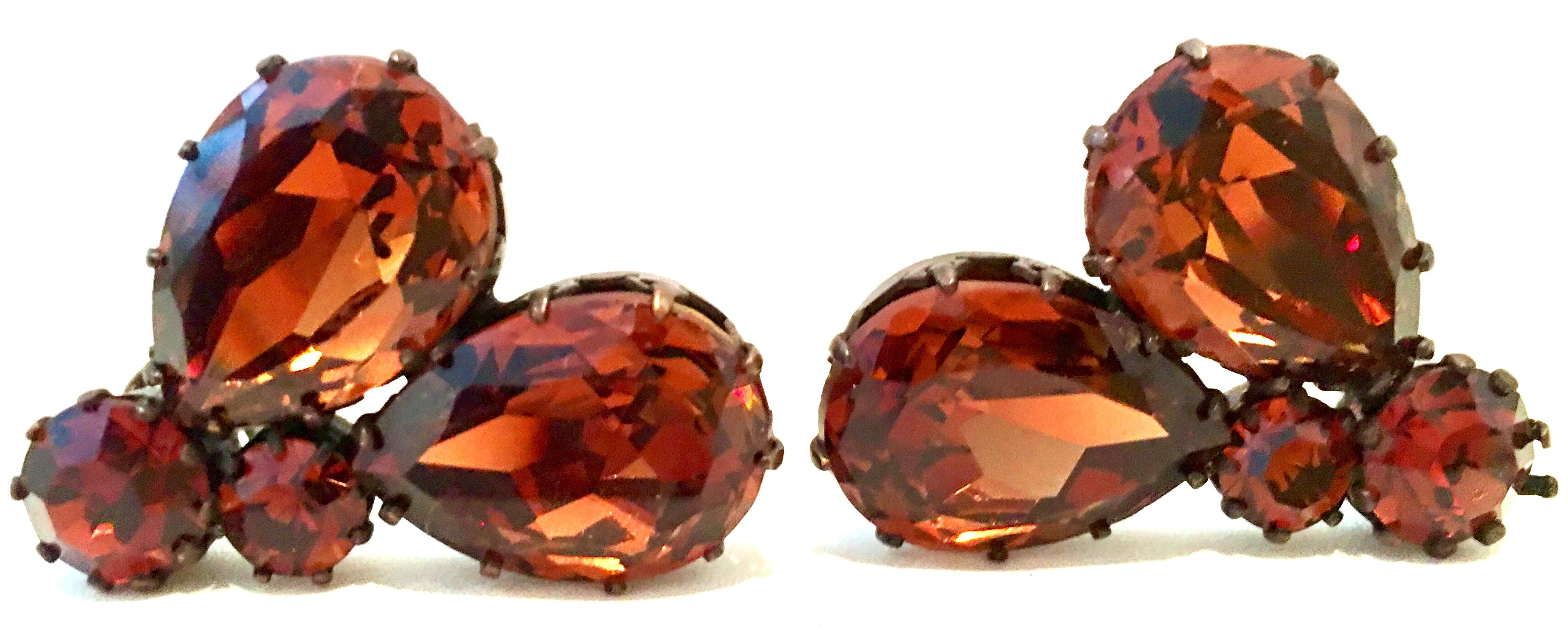 Mid-20th Century Pair Of Austrian Crystal Earrings-Signed For Sale 1