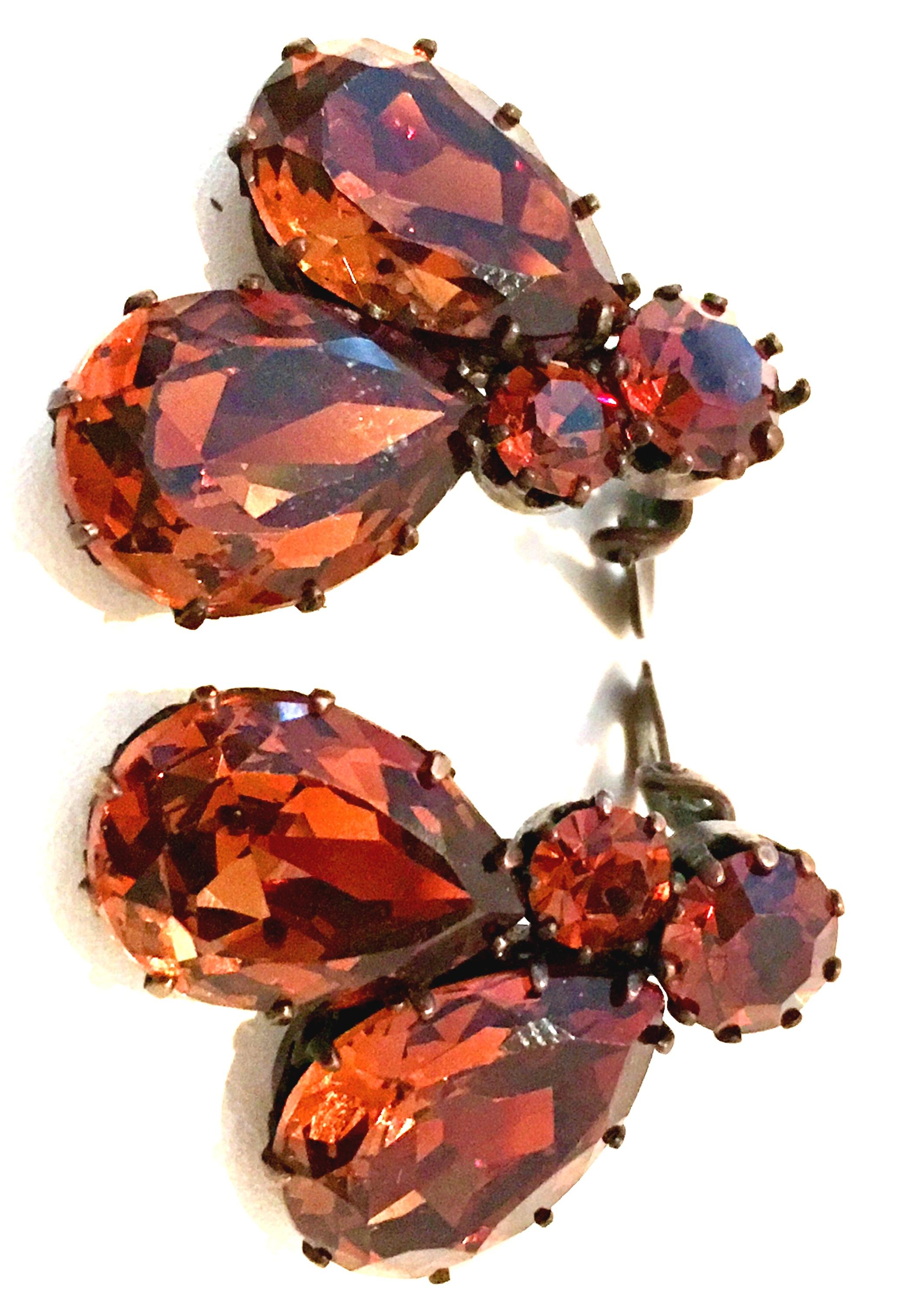 Mid-20th Century Pair Of Austrian Crystal Earrings-Signed For Sale 2